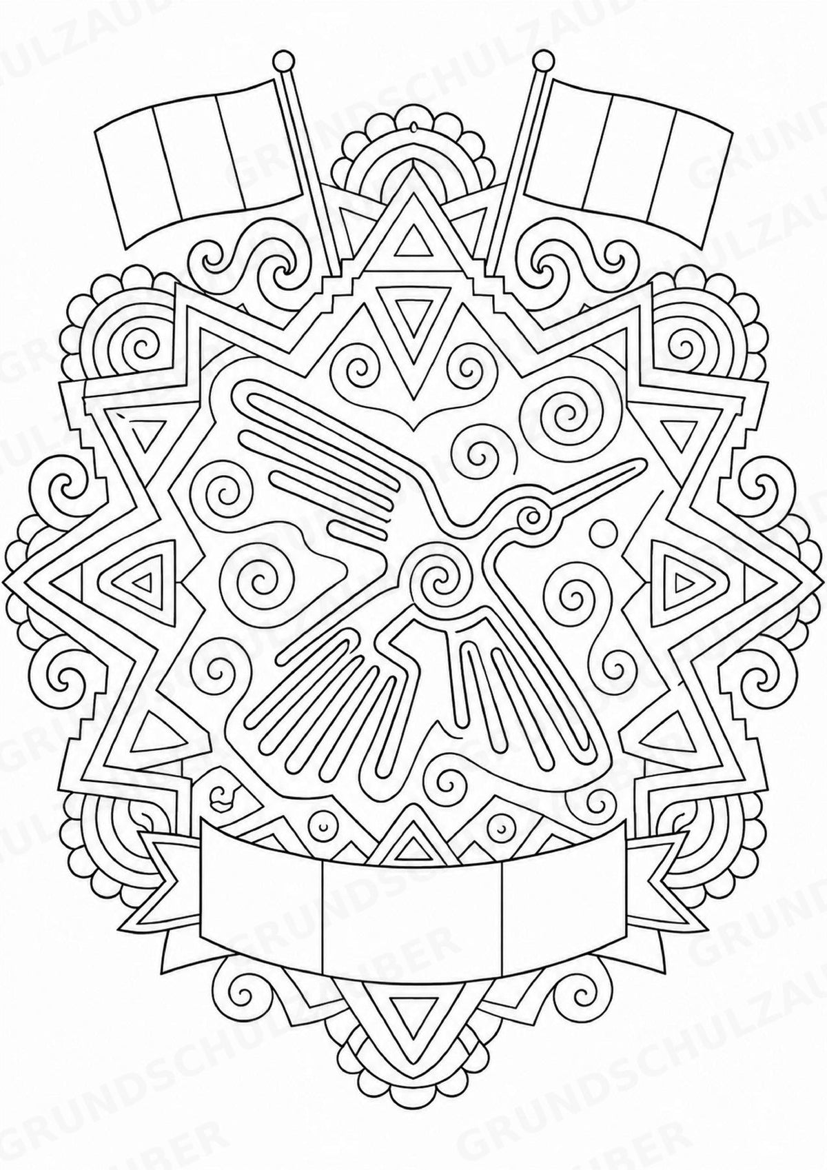 Peru Mandalas Ausmalbilder – Länder und Kulturen – 15 Malvorlagen – Materialseite 6
