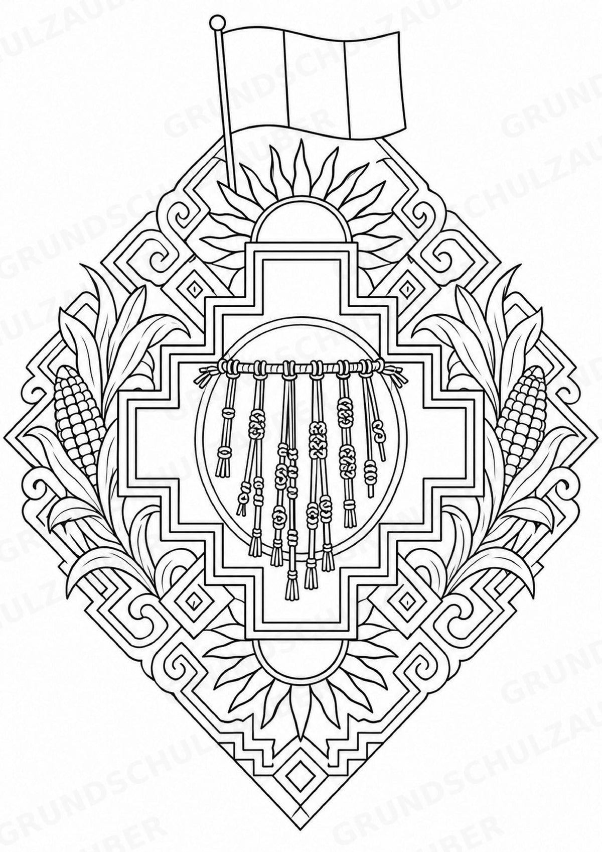 Peru Mandalas Ausmalbilder – Länder und Kulturen – 15 Malvorlagen – Materialseite 14