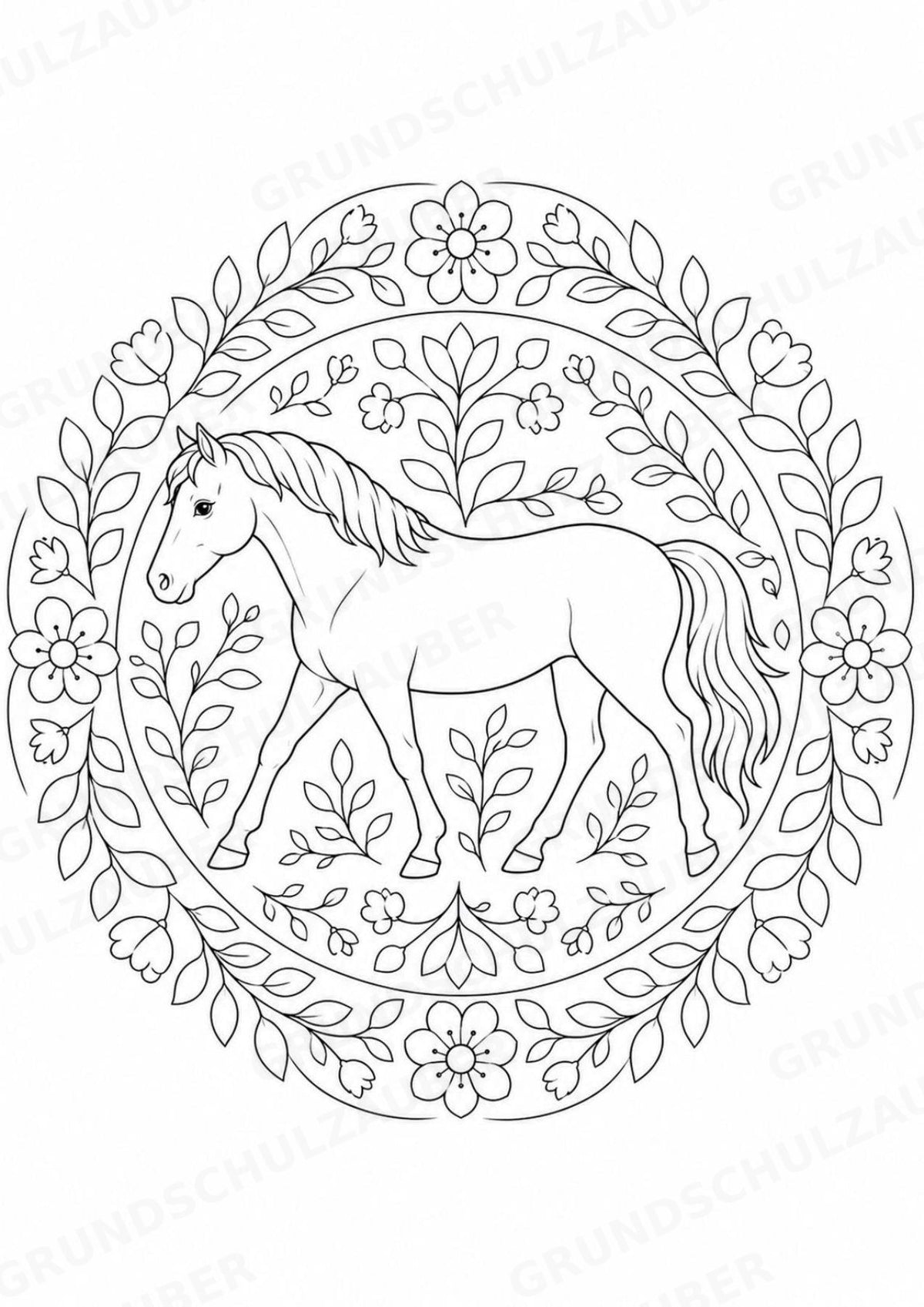Pferd Mandalas Ausmalbilder – Tiere – 15 Malvorlagen – Materialseite 4