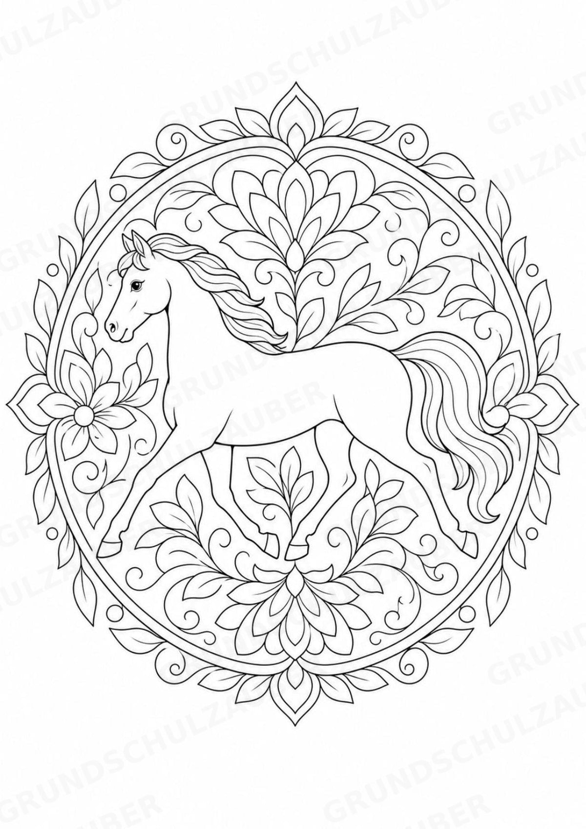 Pferd Mandalas Ausmalbilder – Tiere – 15 Malvorlagen – Materialseite 6