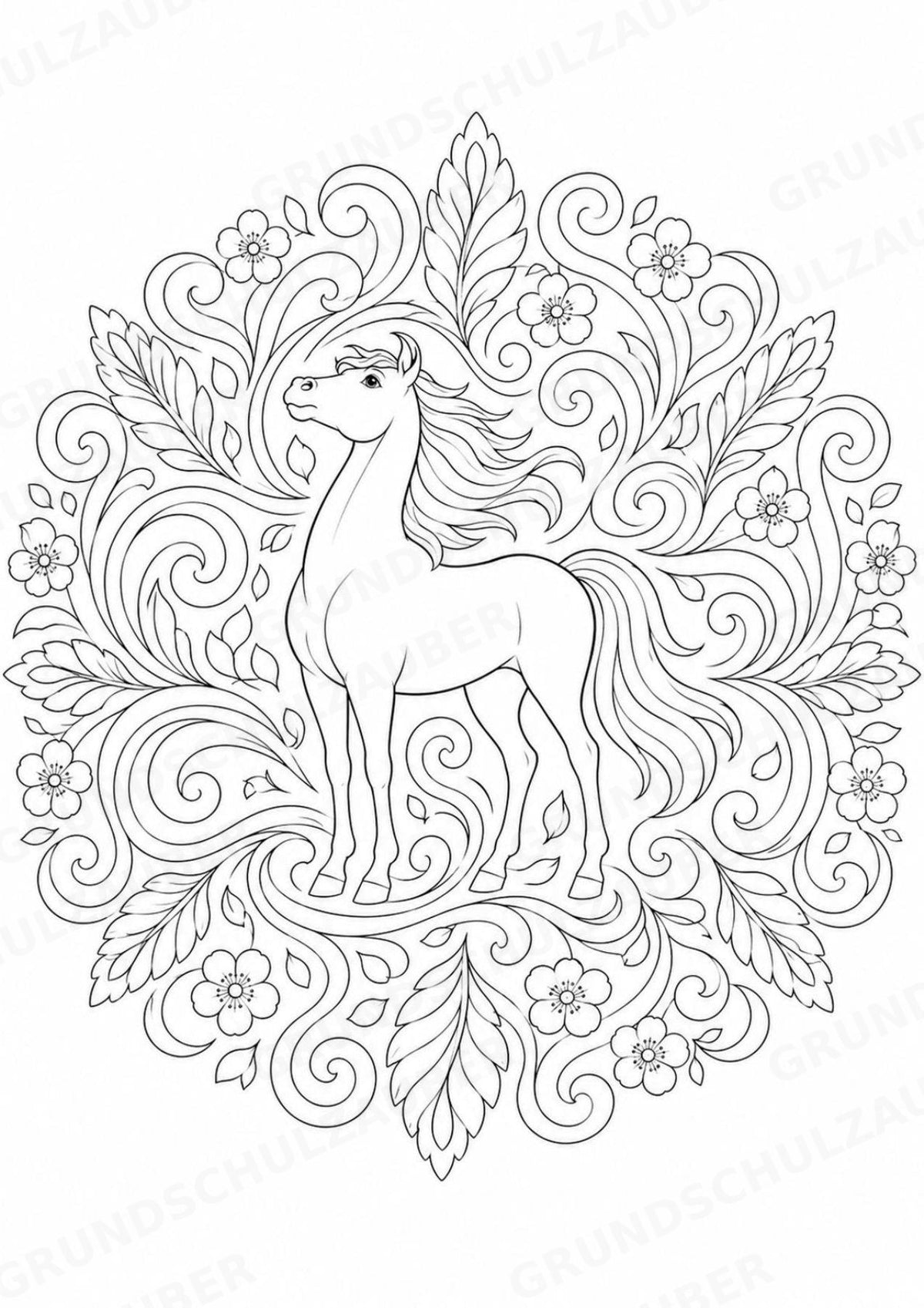 Pferd Mandalas Ausmalbilder – Tiere – 15 Malvorlagen – Materialseite 7