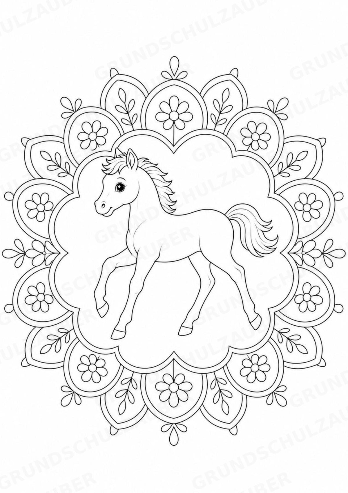 Pferd Mandalas Ausmalbilder – Tiere – 15 Malvorlagen – Materialseite 13