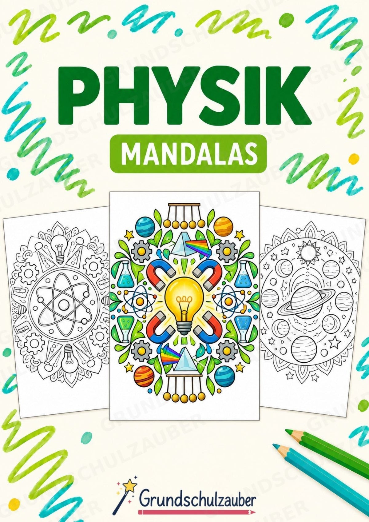 Physik Mandalas Ausmalbilder – Allgemeine Themen – 15 Malvorlagen – Cover