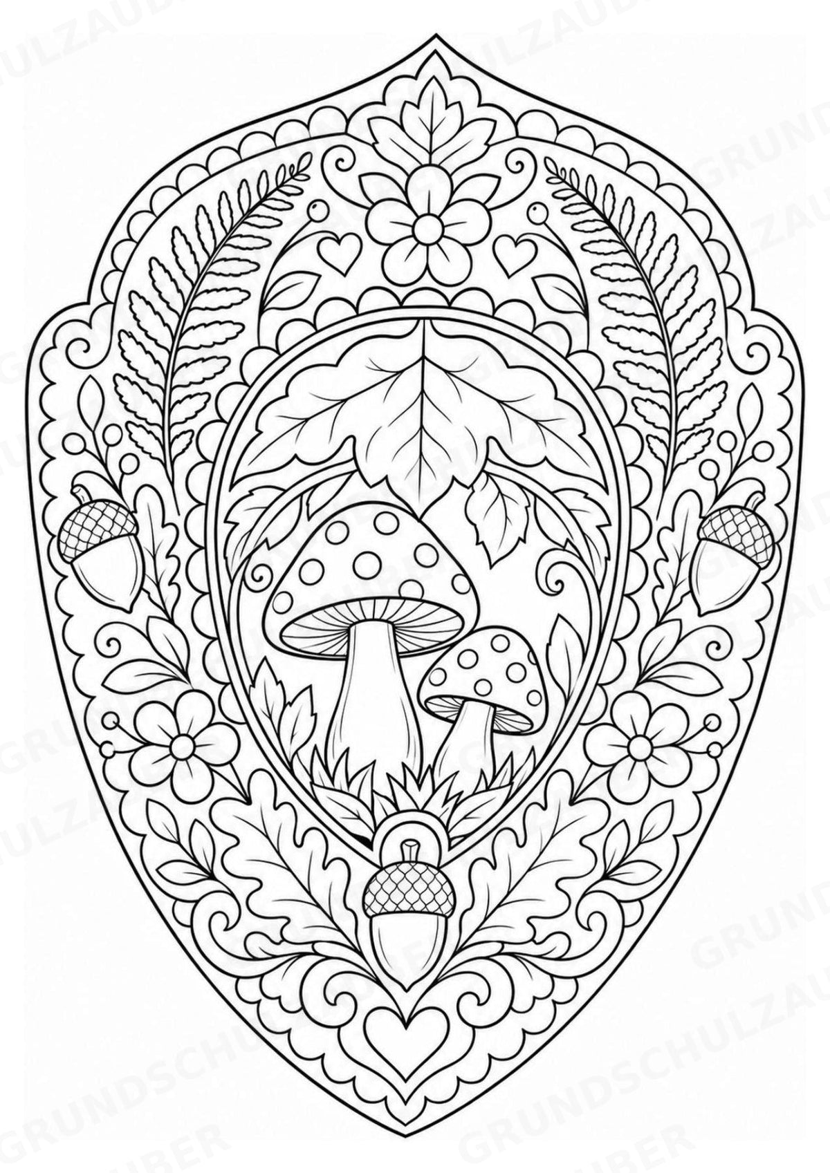 Pilze Mandalas Ausmalbilder – Natur und Pflanzen – 15 Malvorlagen – Materialseite 12