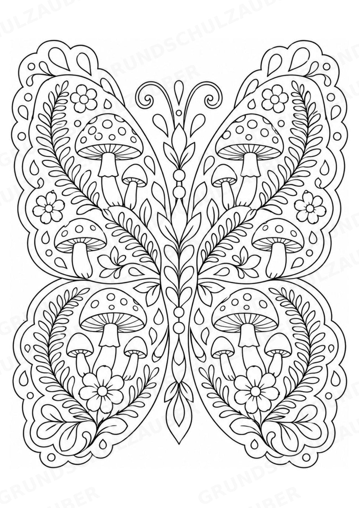 Pilze Mandalas Ausmalbilder – Natur und Pflanzen – 15 Malvorlagen – Materialseite 13