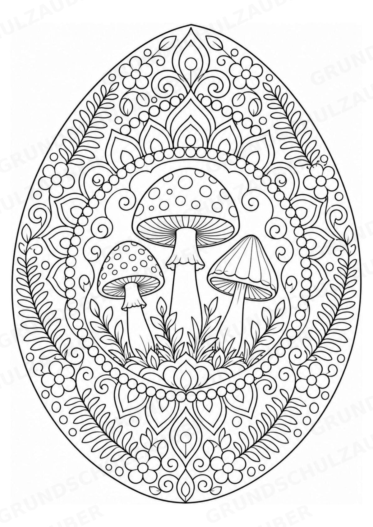 Pilze Mandalas Ausmalbilder – Natur und Pflanzen – 15 Malvorlagen – Materialseite 14
