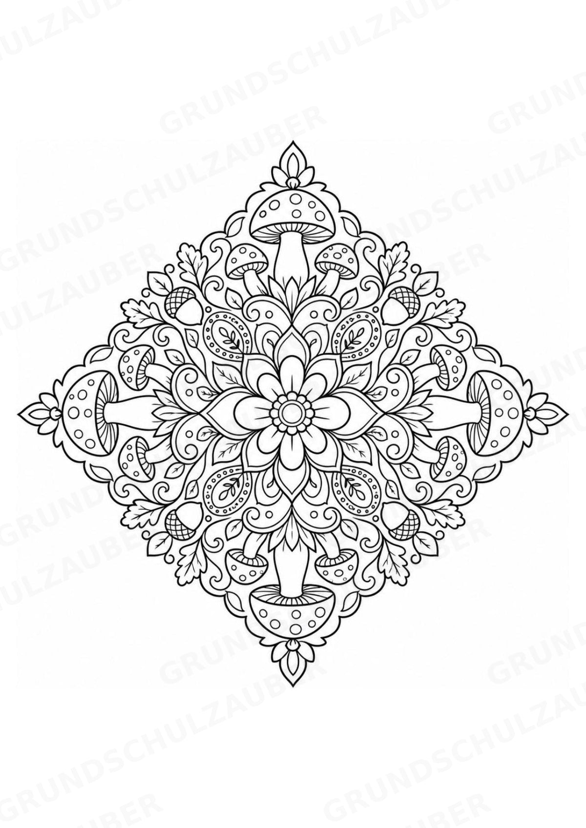 Pilze Mandalas Ausmalbilder – Natur und Pflanzen – 15 Malvorlagen – Materialseite 15