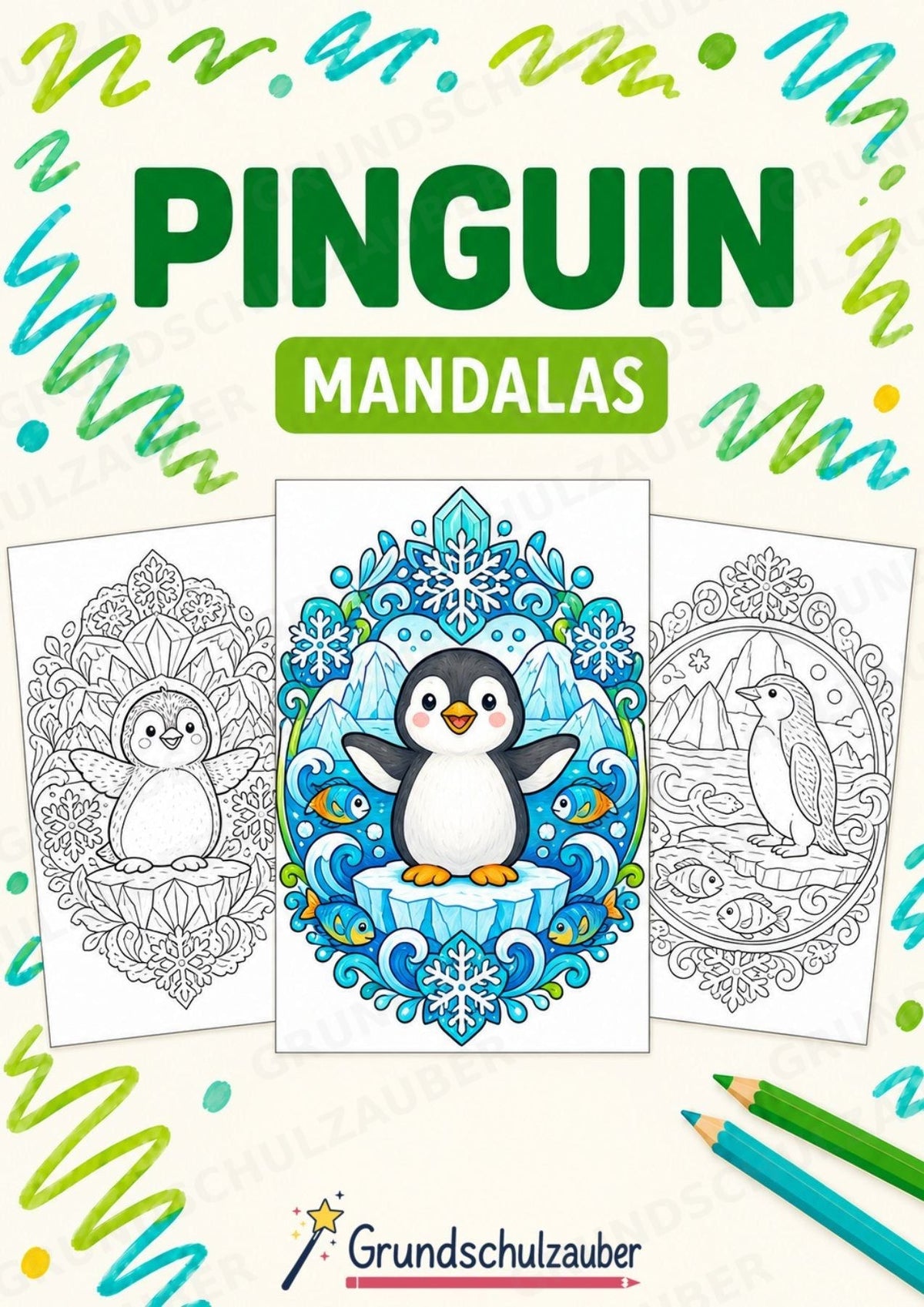 Pinguin Mandalas Ausmalbilder – Tiere – 15 Malvorlagen – Cover