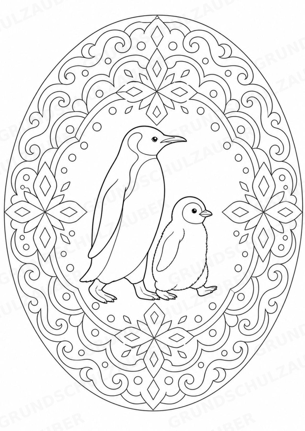 Pinguin Mandalas Ausmalbilder – Tiere – 15 Malvorlagen – Materialseite 15