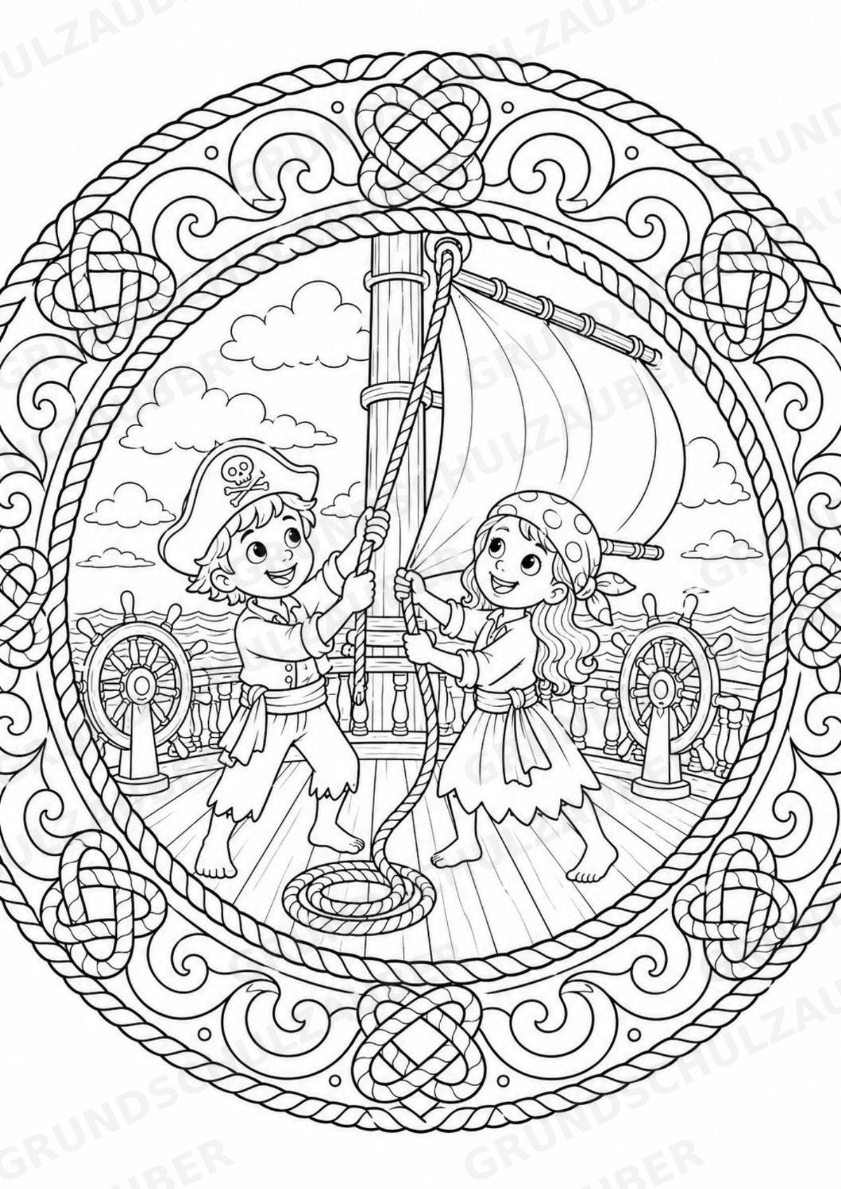 Piraten Mandalas Ausmalbilder – Märchen – 15 Malvorlagen – Materialseite 6