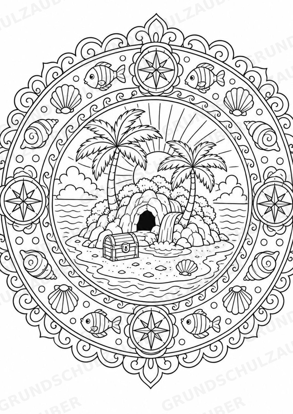 Piraten Mandalas Ausmalbilder – Märchen – 15 Malvorlagen – Materialseite 7