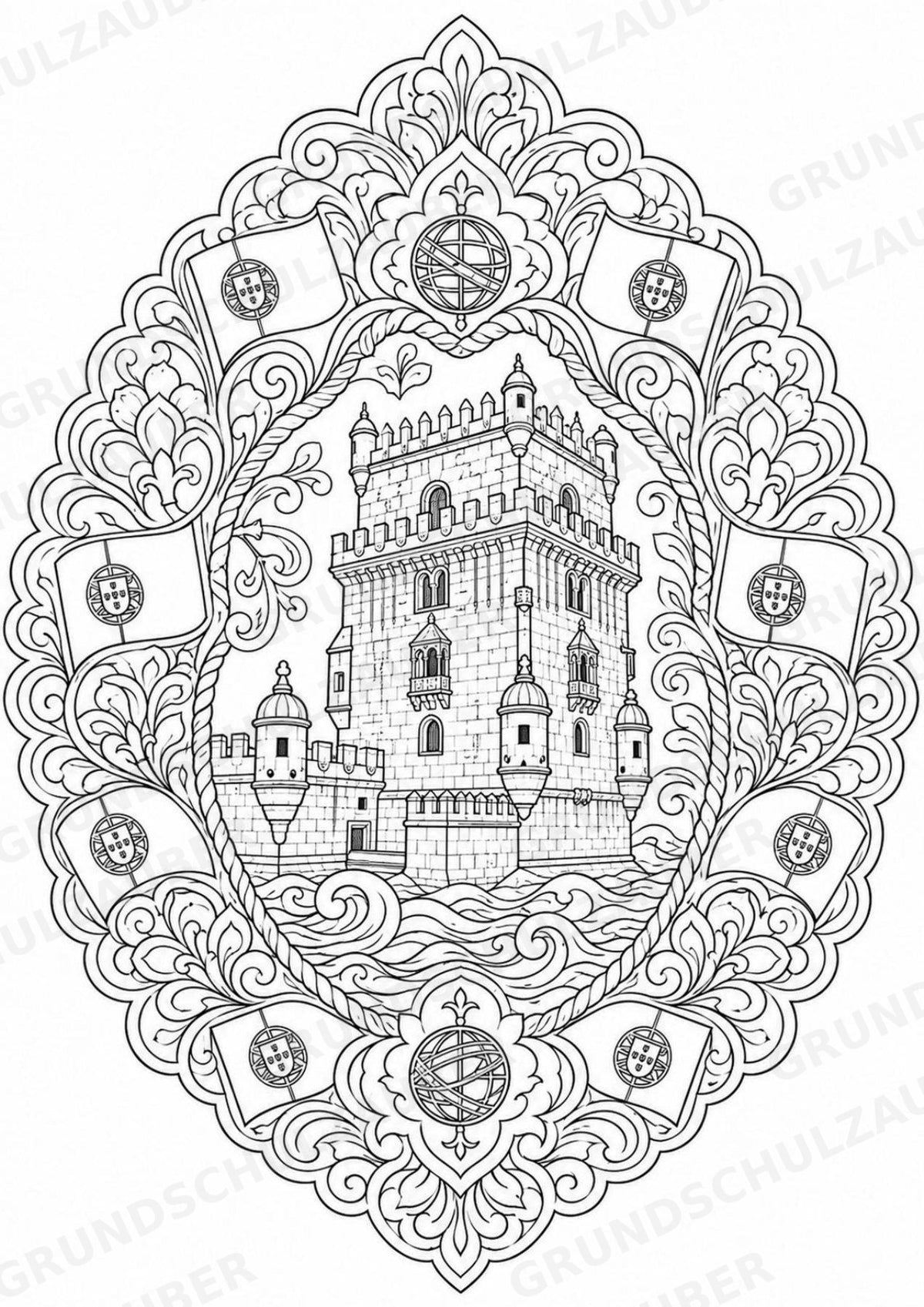 Portugal Mandalas Ausmalbilder – Länder und Kulturen – 15 Malvorlagen – Materialseite 2