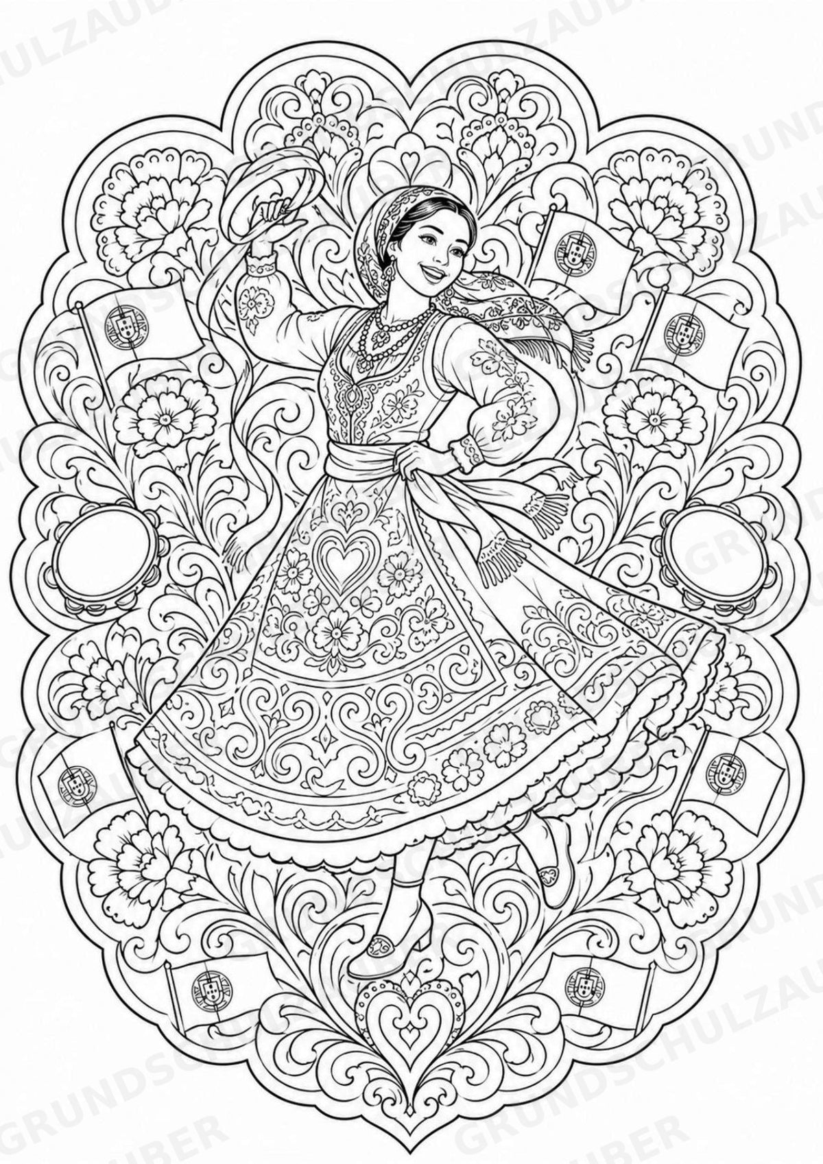 Portugal Mandalas Ausmalbilder – Länder und Kulturen – 15 Malvorlagen – Materialseite 15
