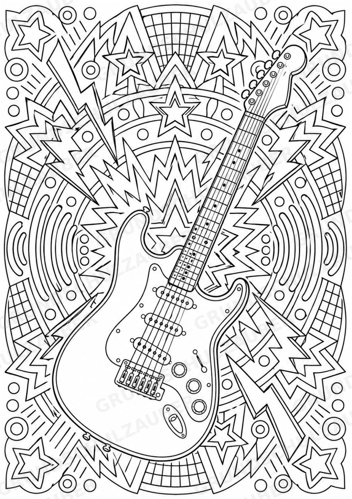 Punk Mandalas Ausmalbilder – Musik – 15 Malvorlagen – Materialseite 2