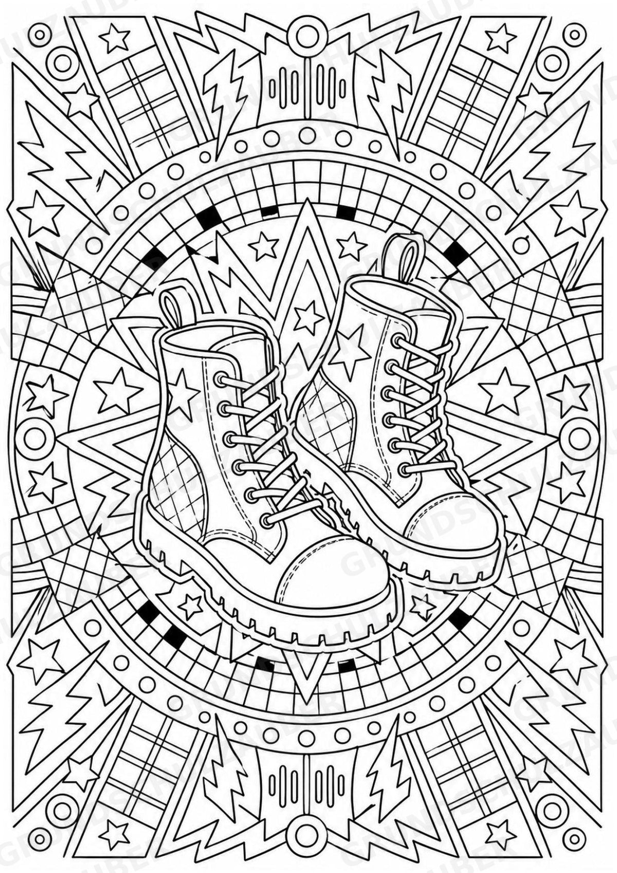 Punk Mandalas Ausmalbilder – Musik – 15 Malvorlagen – Materialseite 8