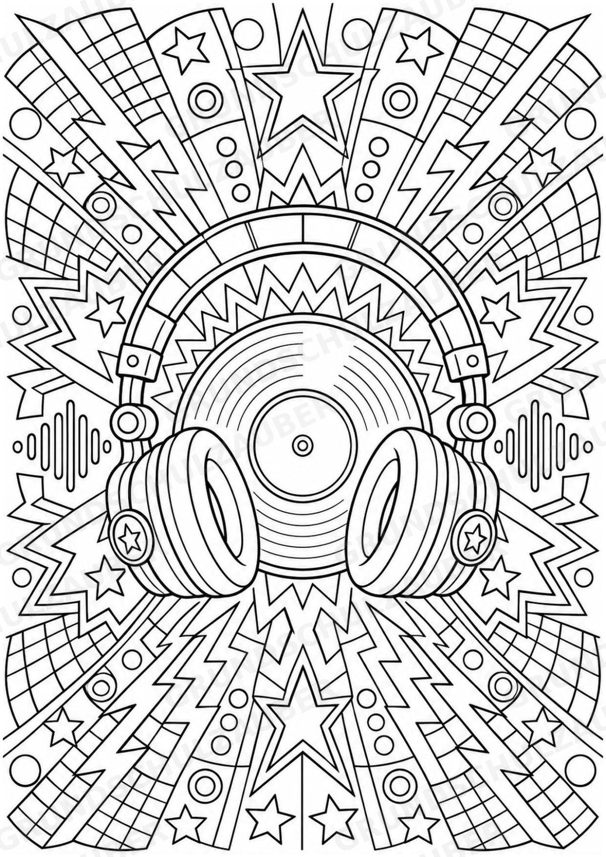 Punk Mandalas Ausmalbilder – Musik – 15 Malvorlagen – Materialseite 9