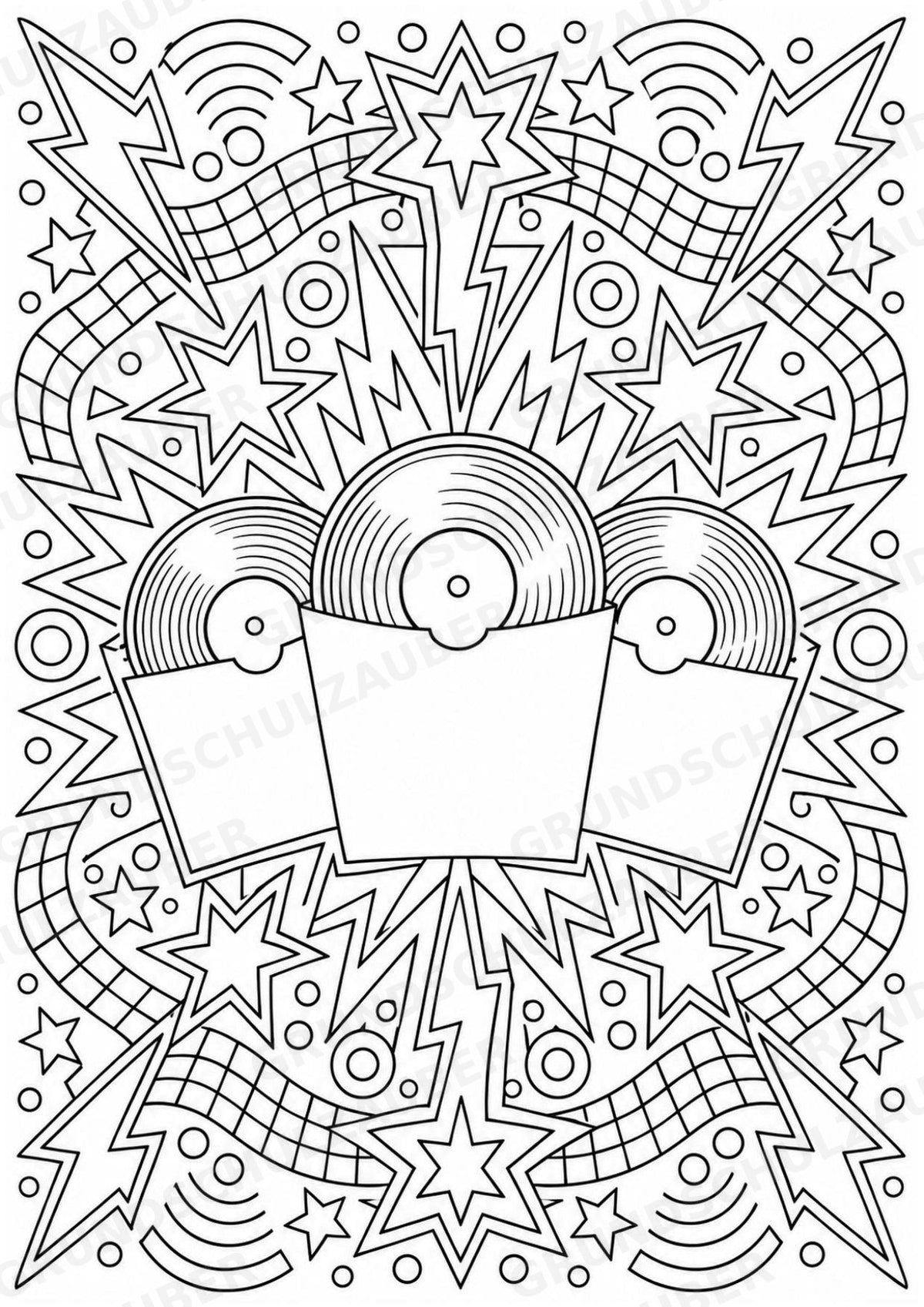 Punk Mandalas Ausmalbilder – Musik – 15 Malvorlagen – Materialseite 10