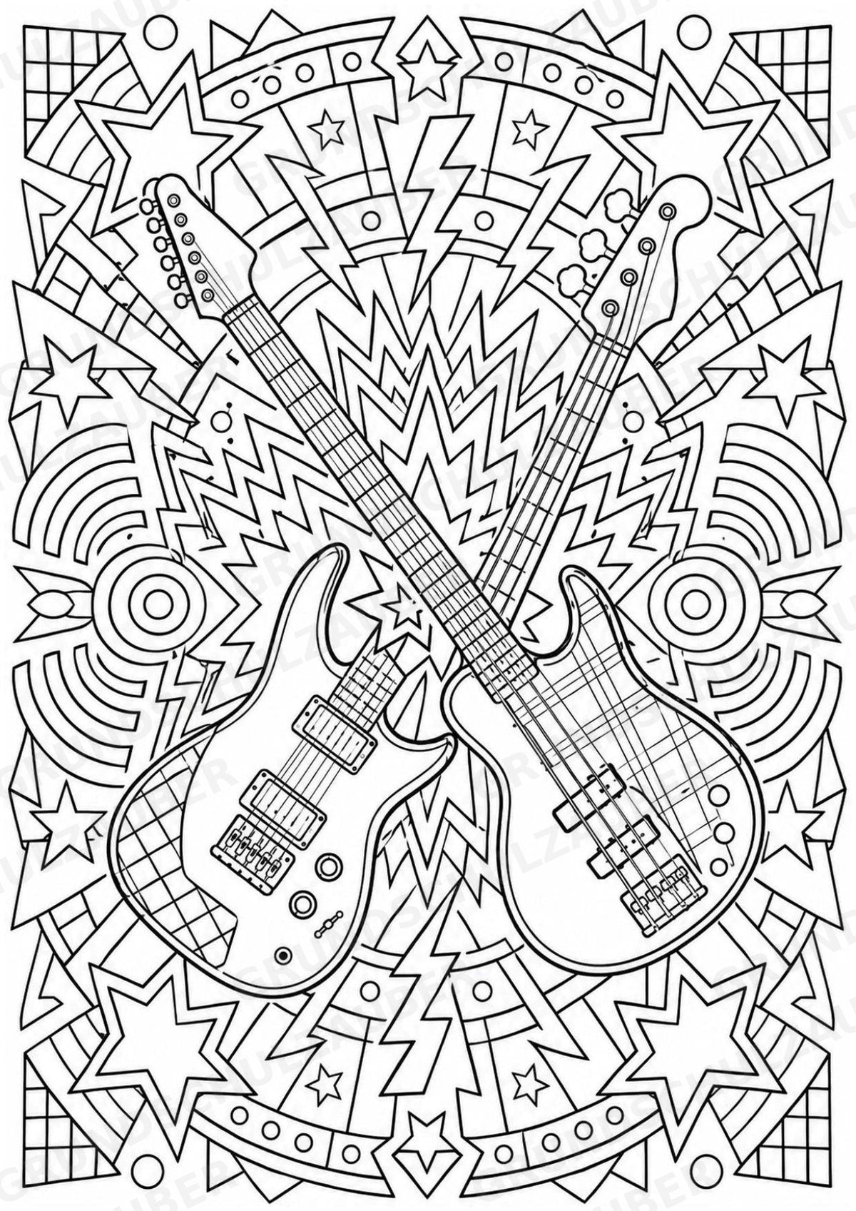 Punk Mandalas Ausmalbilder – Musik – 15 Malvorlagen – Materialseite 11
