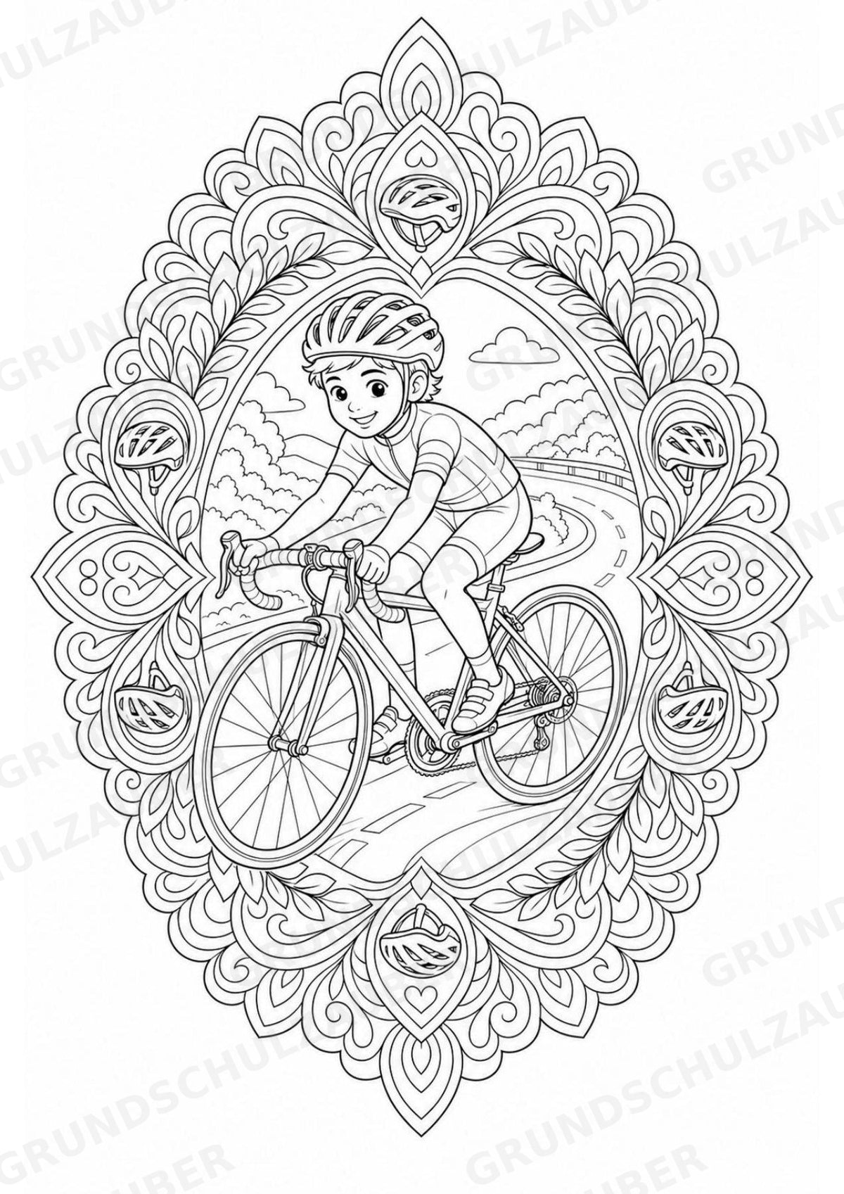 Radsport Mandalas Ausmalbilder – Sport – 15 Malvorlagen – Materialseite 2