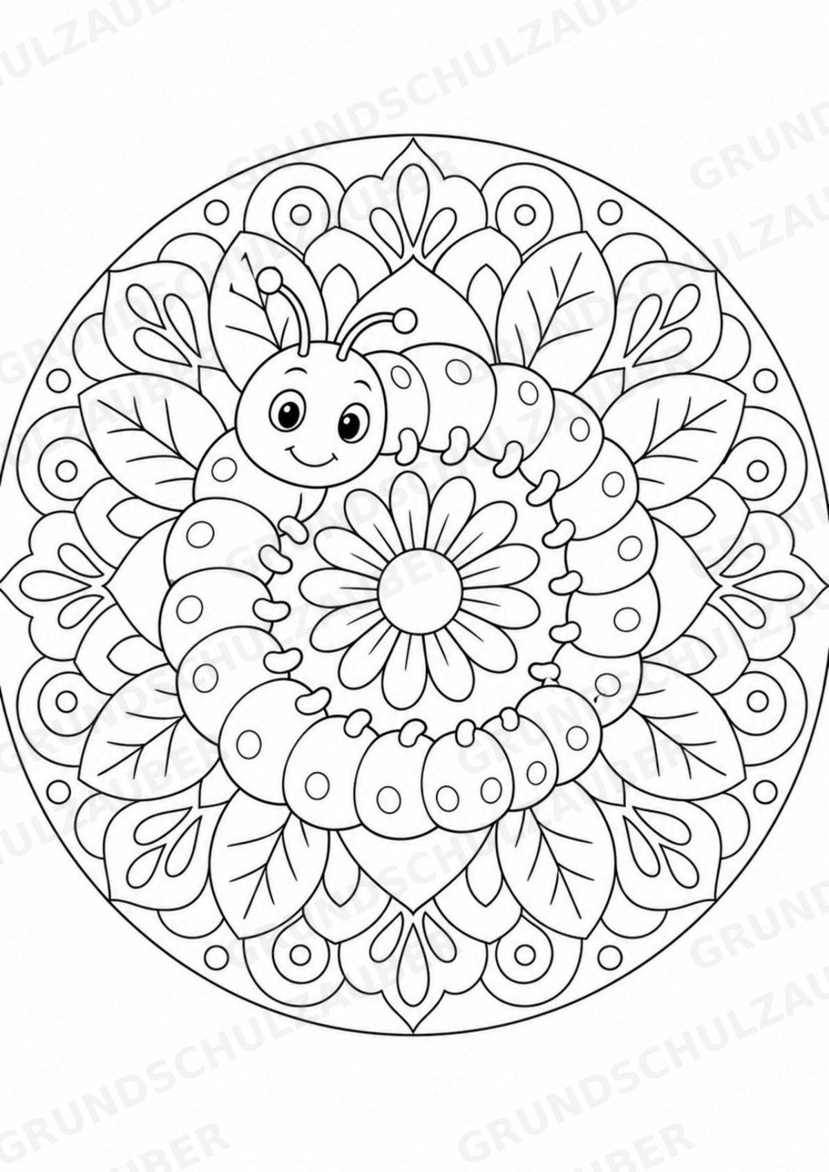 Raupe Mandalas Ausmalbilder – Tiere – 15 Malvorlagen – Materialseite 4
