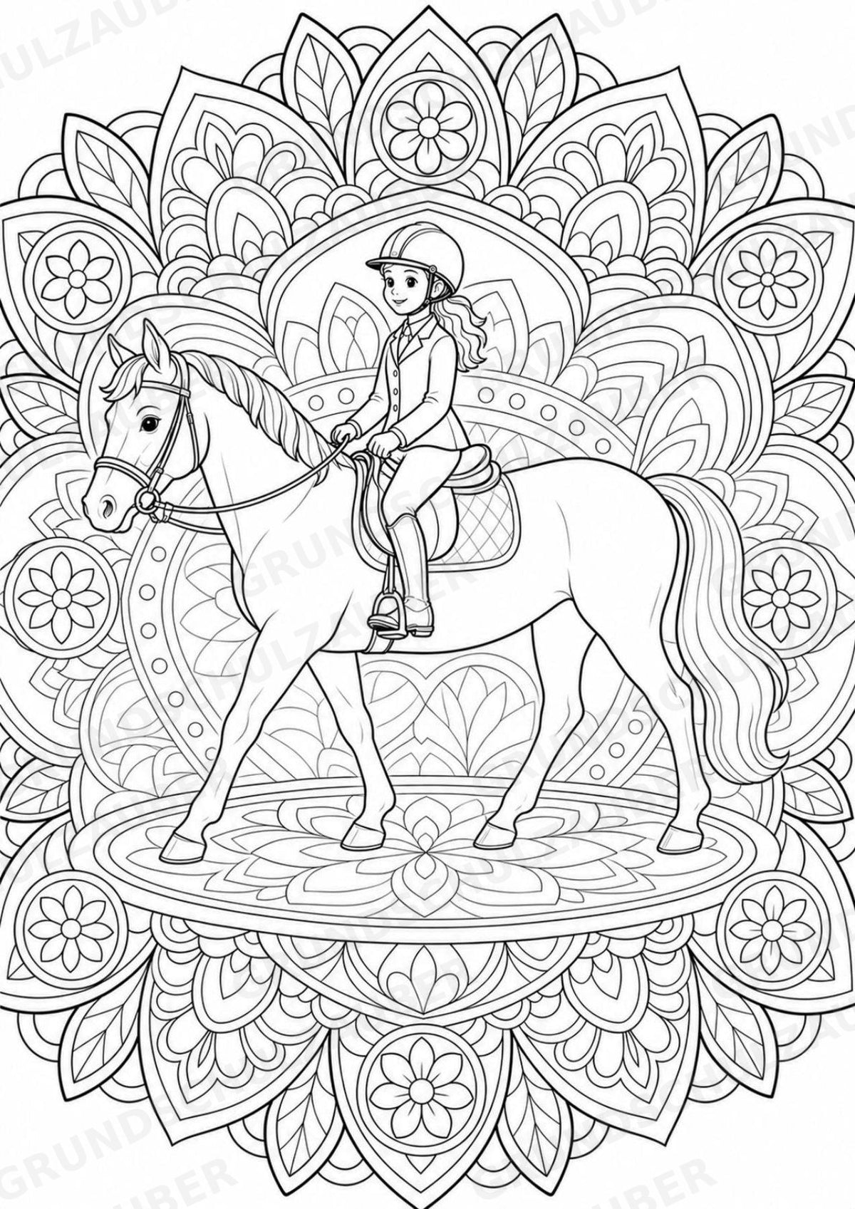 Reitsport Mandalas Ausmalbilder – Sport – 15 Malvorlagen – Materialseite 2