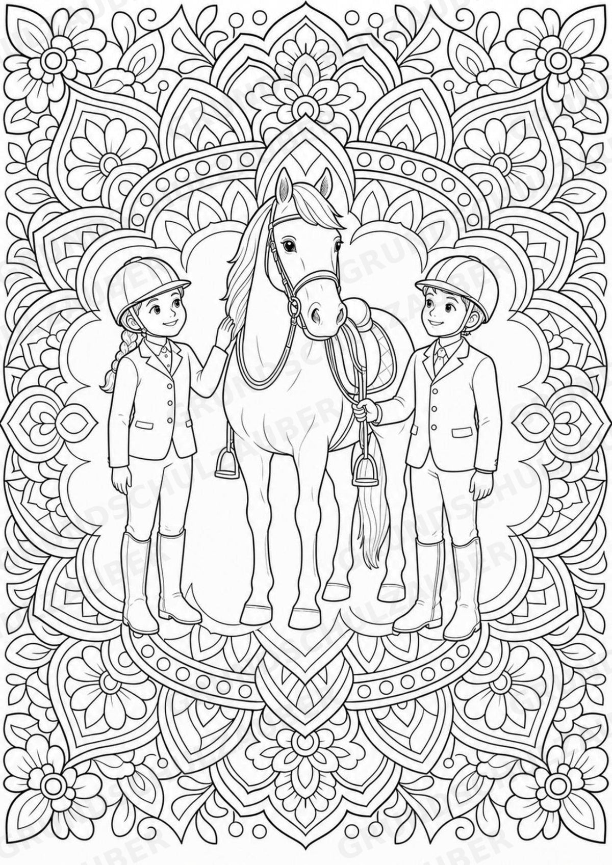 Reitsport Mandalas Ausmalbilder – Sport – 15 Malvorlagen – Materialseite 16