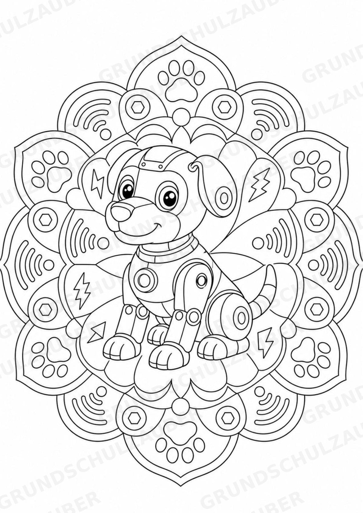 Roboter Mandalas Ausmalbilder – IT – 15 Malvorlagen – Materialseite 4