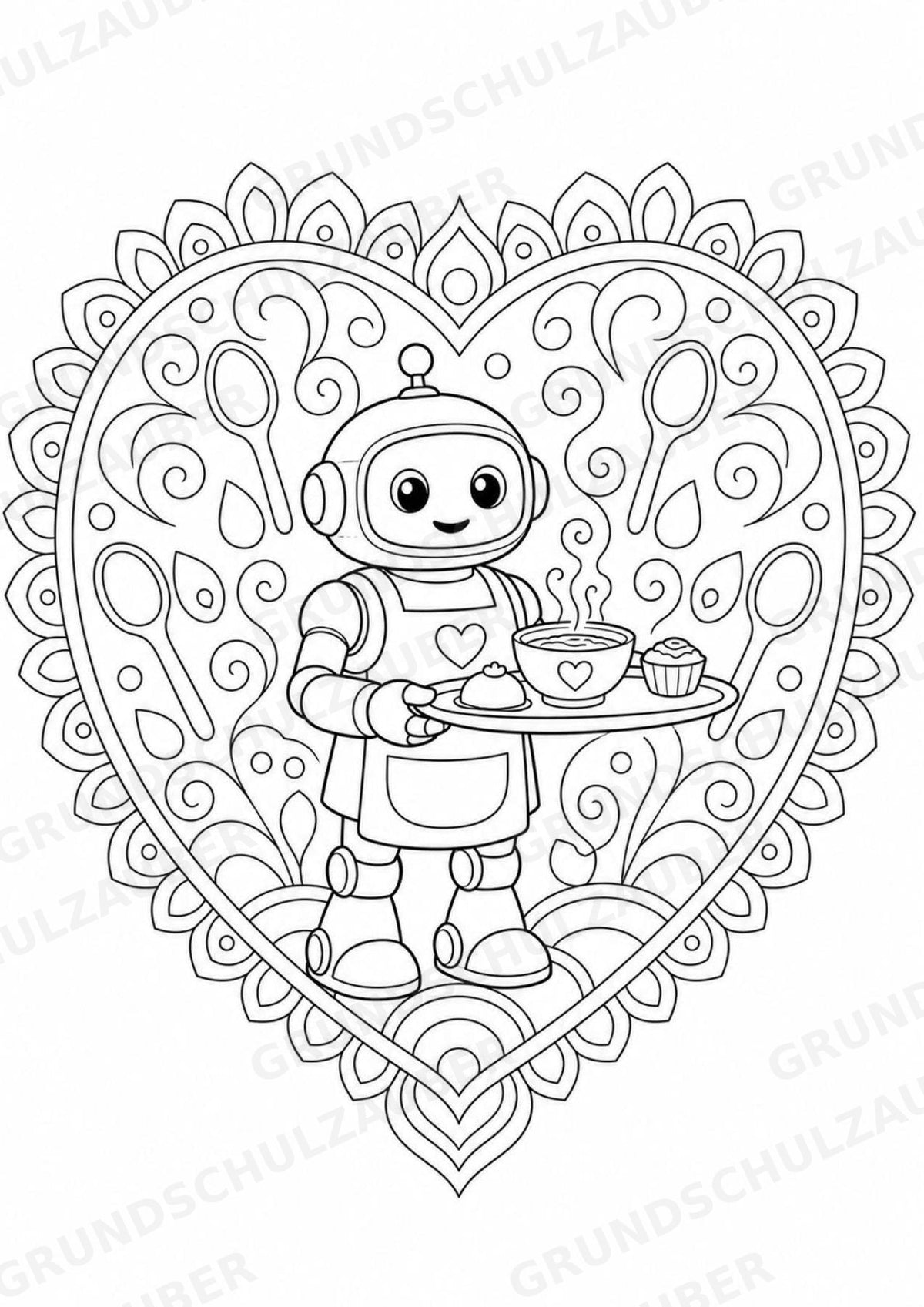 Roboter Mandalas Ausmalbilder – IT – 15 Malvorlagen – Materialseite 8