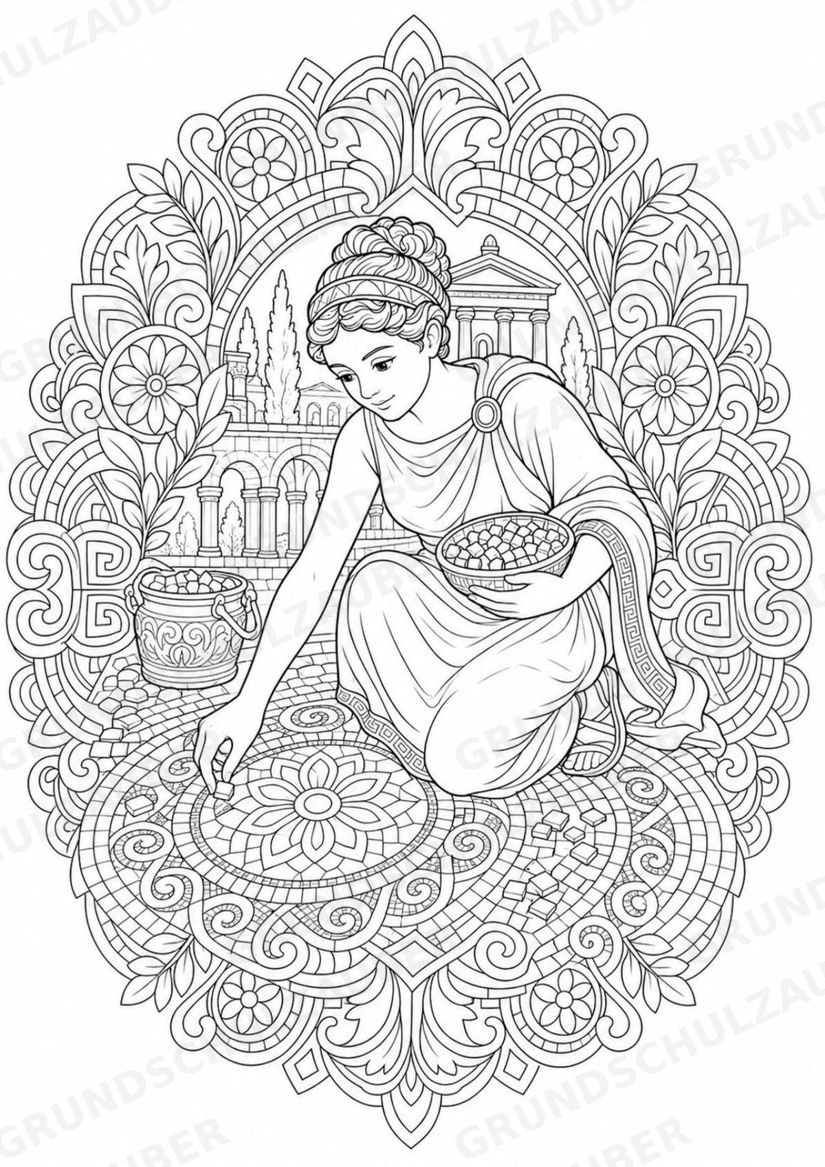 Römisches Reich Mandalas Ausmalbilder – Geschichte und Kulturen – 15 Malvorlagen – Materialseite 4