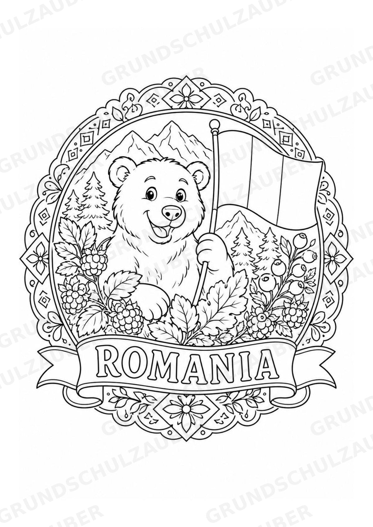 Rumänien Mandalas Ausmalbilder – Länder und Kulturen – 15 Malvorlagen – Materialseite 3