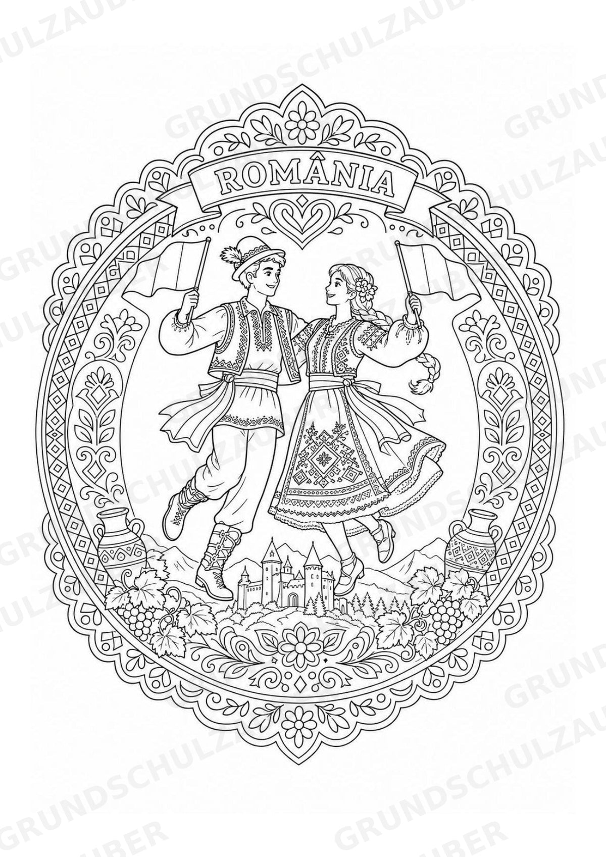 Rumänien Mandalas Ausmalbilder – Länder und Kulturen – 15 Malvorlagen – Materialseite 4