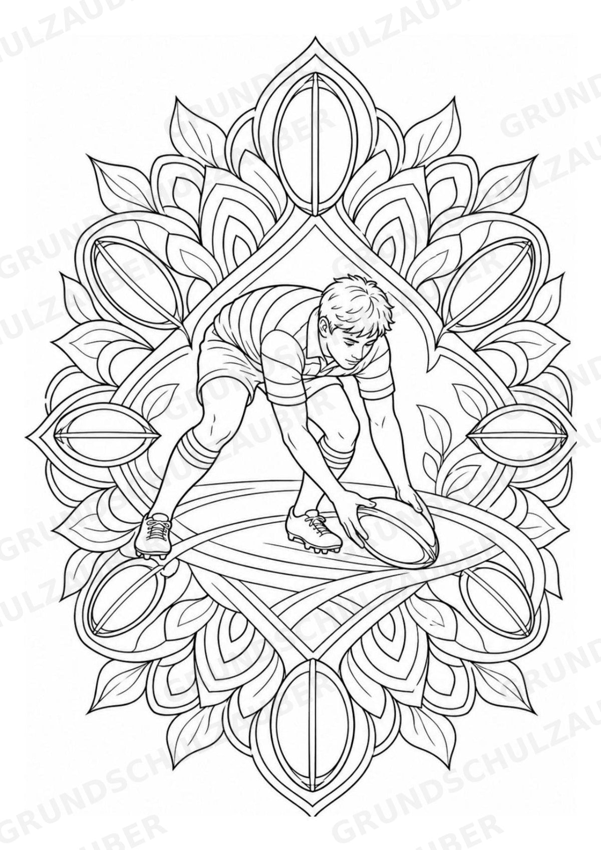 Rugby Mandalas Ausmalbilder – Sport – 15 Malvorlagen – Materialseite 13