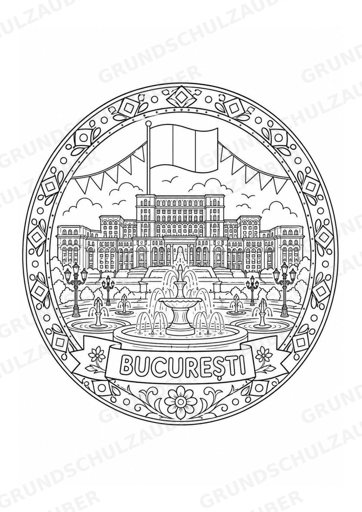 Rumänien Mandalas Ausmalbilder – Länder und Kulturen – 15 Malvorlagen – Materialseite 12