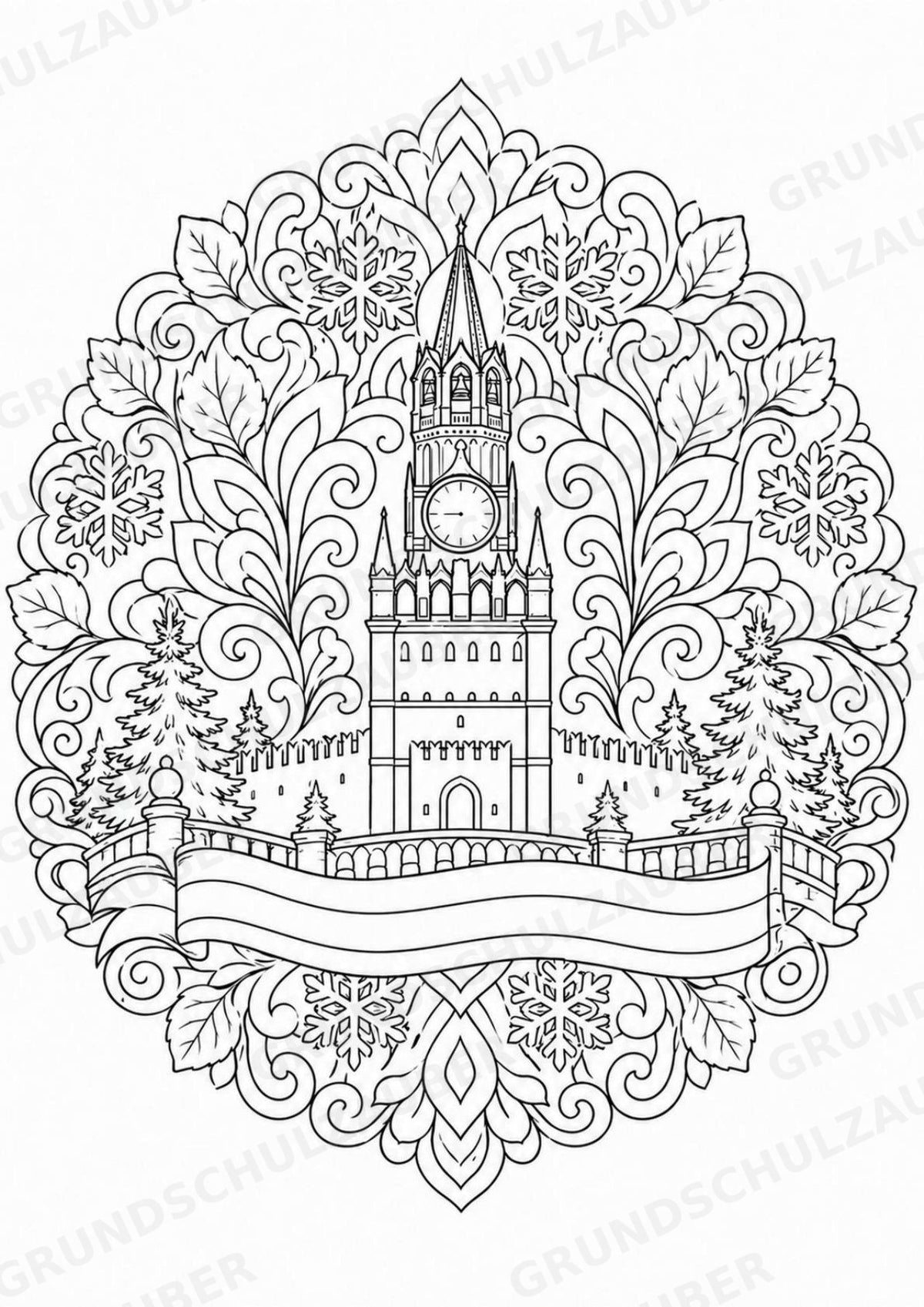 Russland Mandalas Ausmalbilder – Länder und Kulturen – 15 Malvorlagen – Materialseite 4