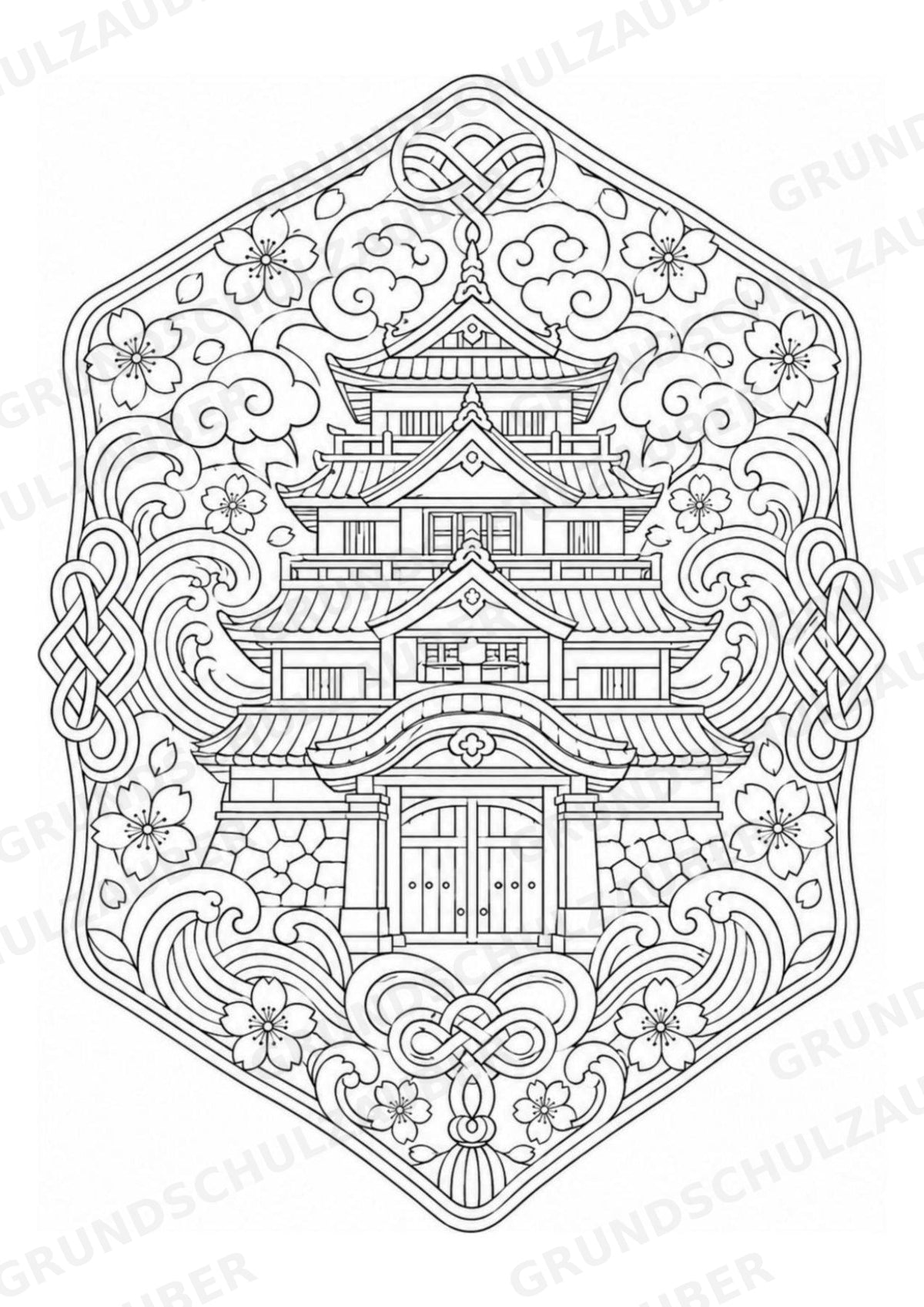 Samurai Mandalas Ausmalbilder – Geschichte – 15 Malvorlagen – Materialseite 13