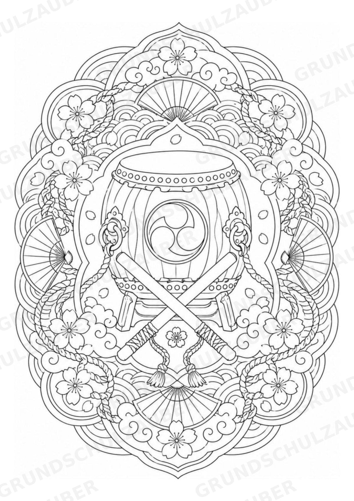 Samurai Mandalas Ausmalbilder – Geschichte – 15 Malvorlagen – Materialseite 15