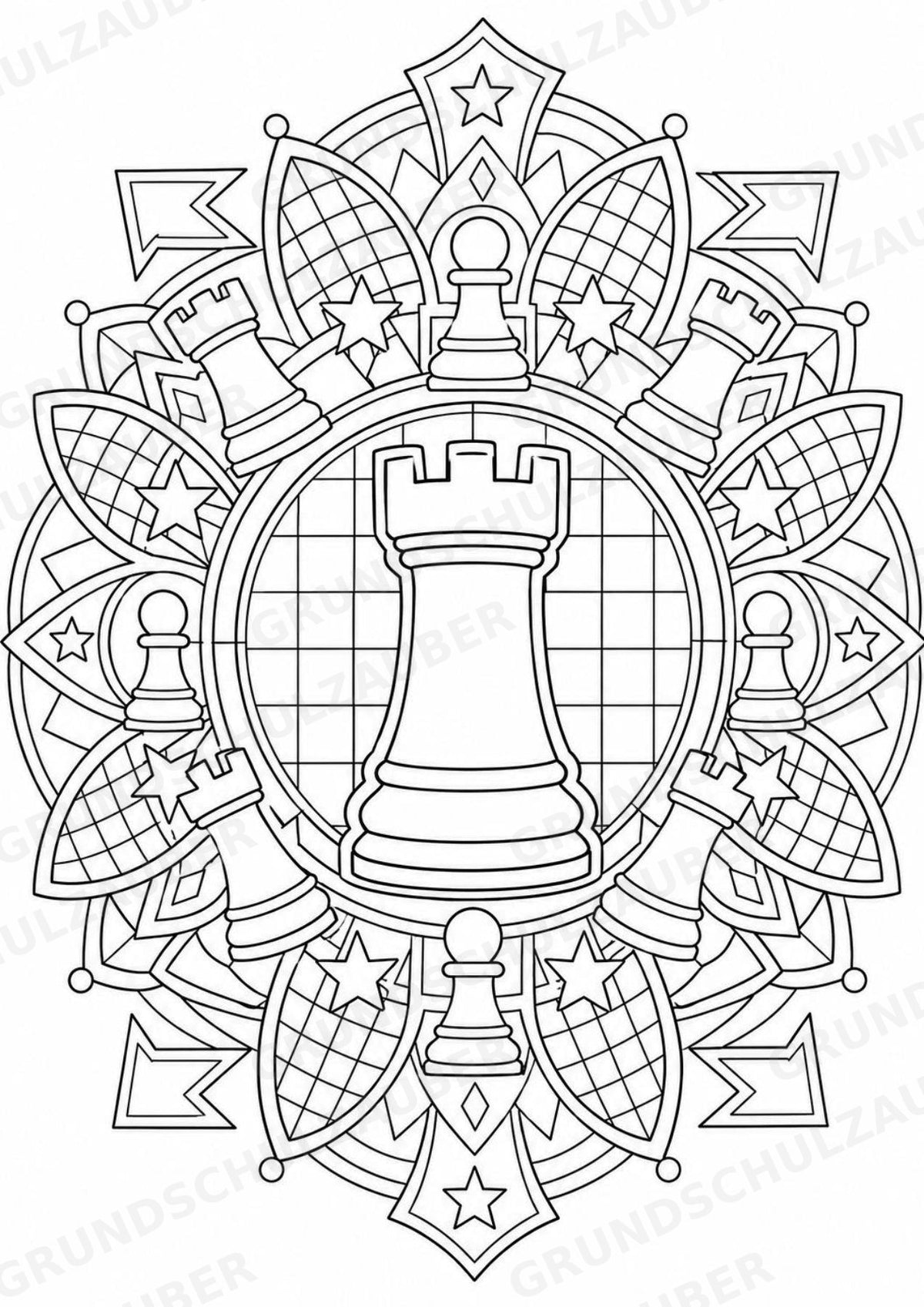 Schach Mandalas Ausmalbilder – Sport – 15 Malvorlagen – Materialseite 5