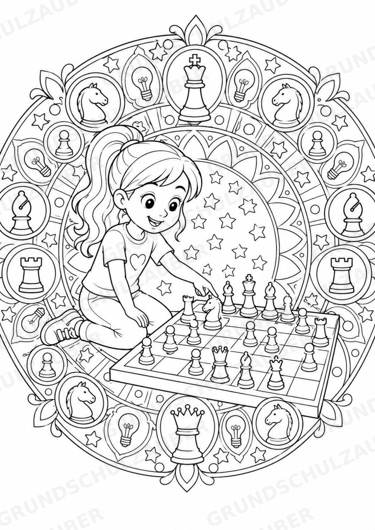 Schach Mandalas Ausmalbilder – Sport – 15 Malvorlagen – Materialseite 7