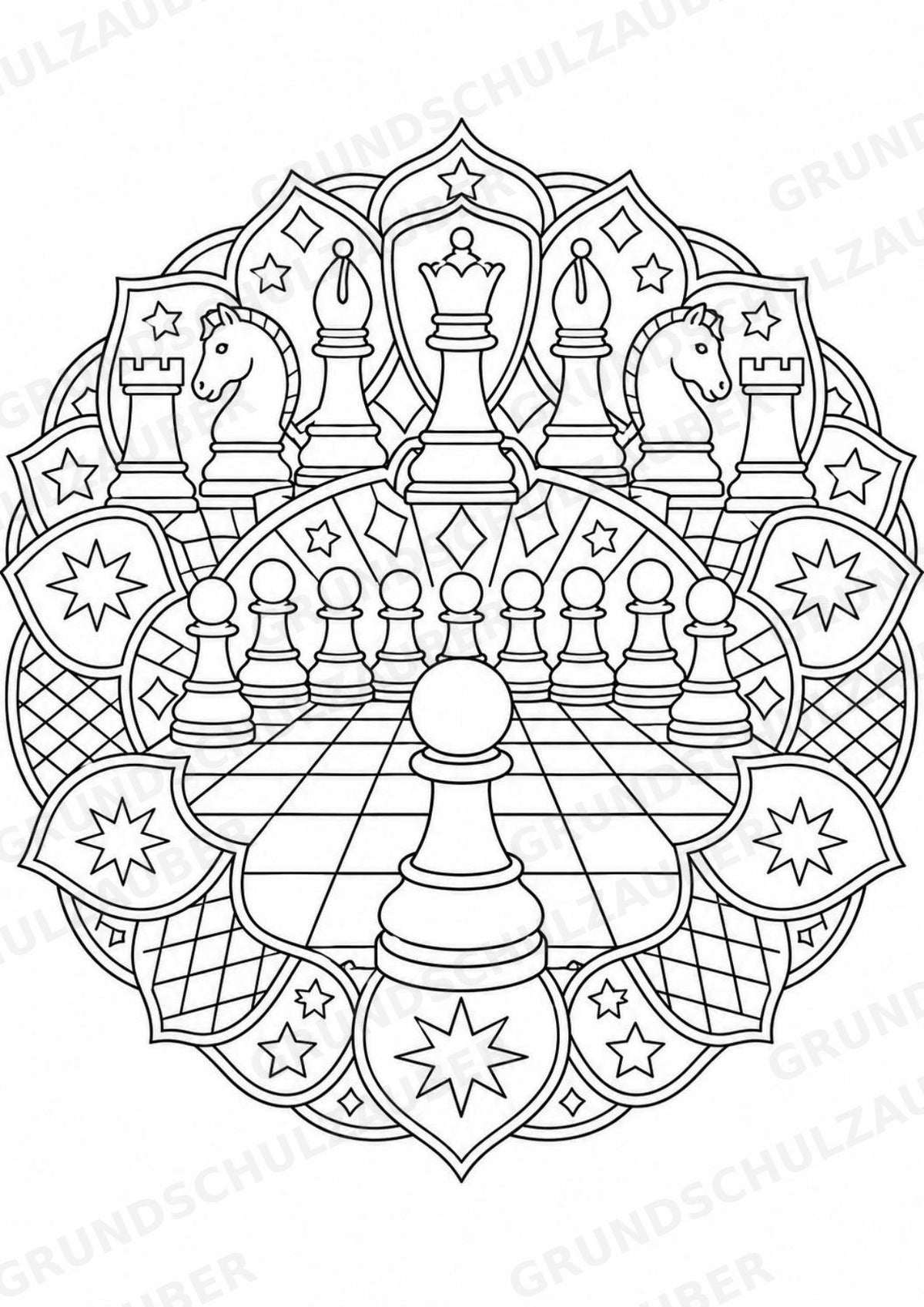 Schach Mandalas Ausmalbilder – Sport – 15 Malvorlagen – Materialseite 9