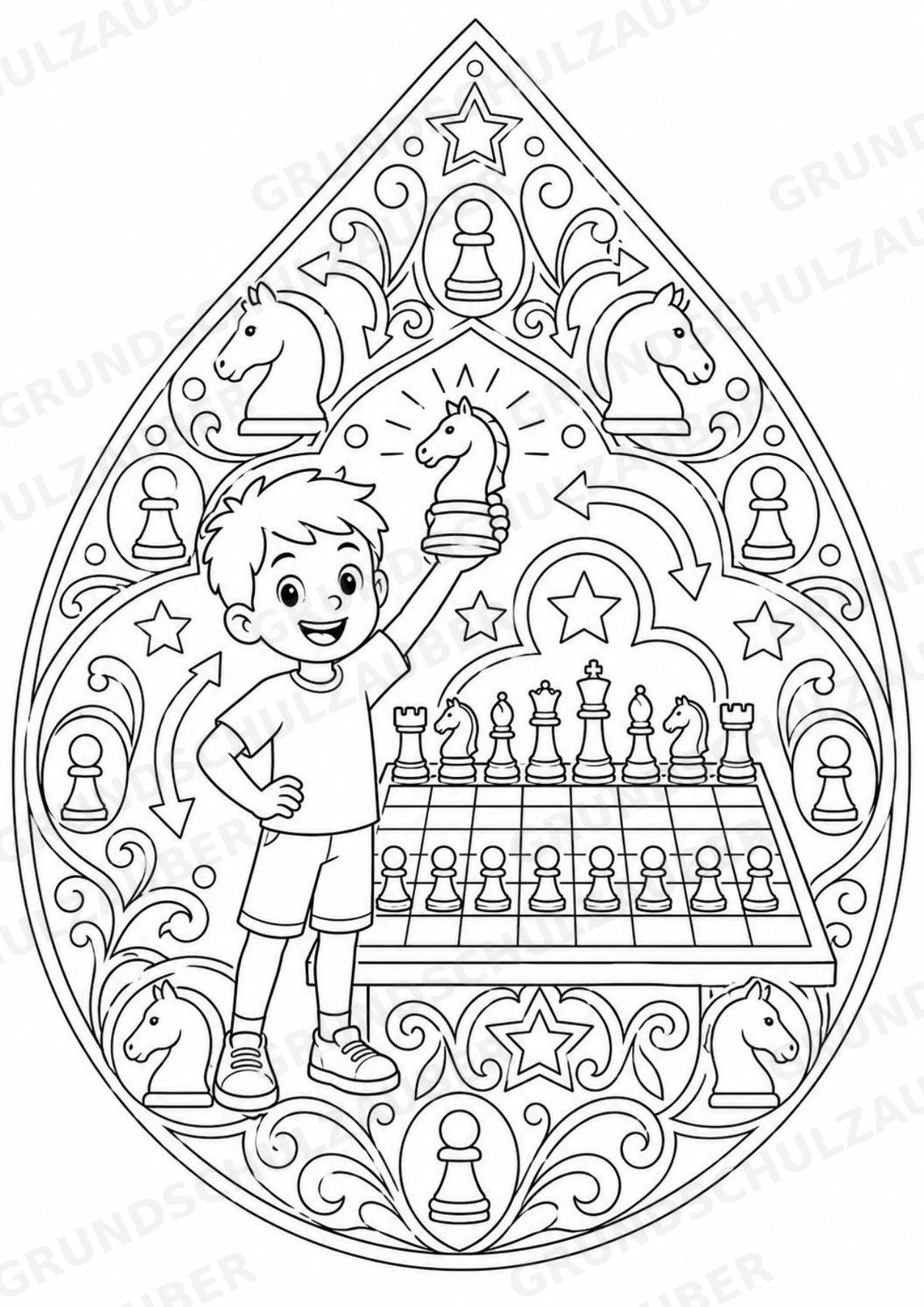 Schach Mandalas Ausmalbilder – Sport – 15 Malvorlagen – Materialseite 11