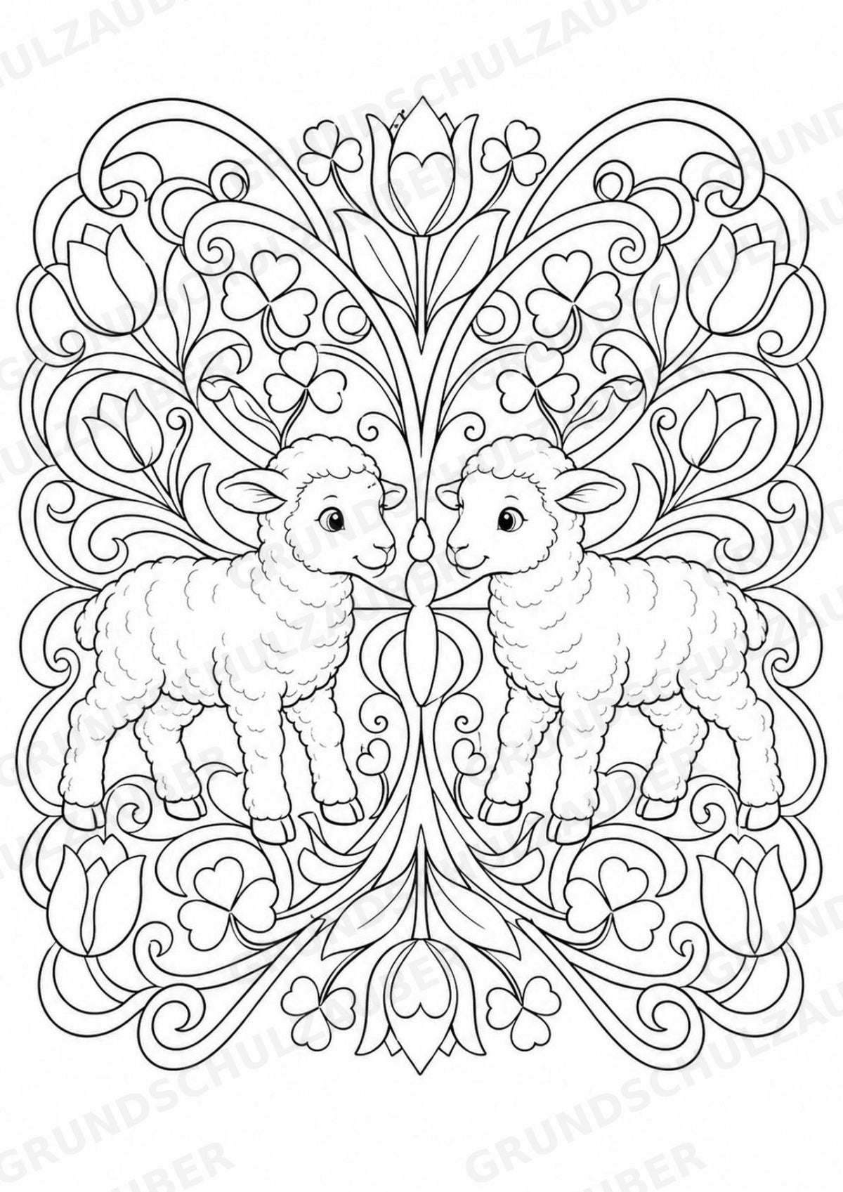 Schaf Mandalas Ausmalbilder – Tiere – 15 Malvorlagen – Materialseite 14