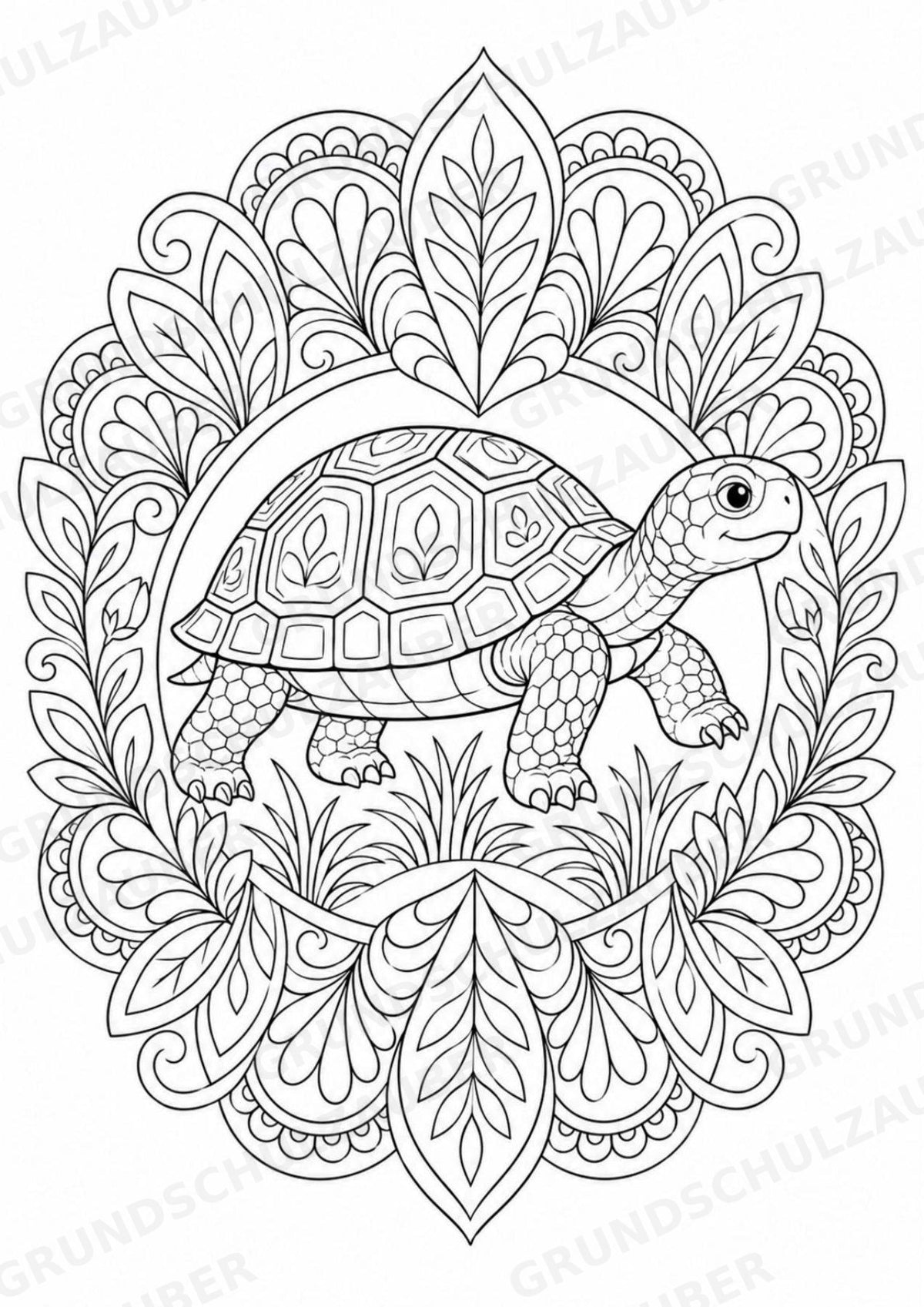 Schildkröte Mandalas Ausmalbilder – Tiere – 15 Malvorlagen – Materialseite 3