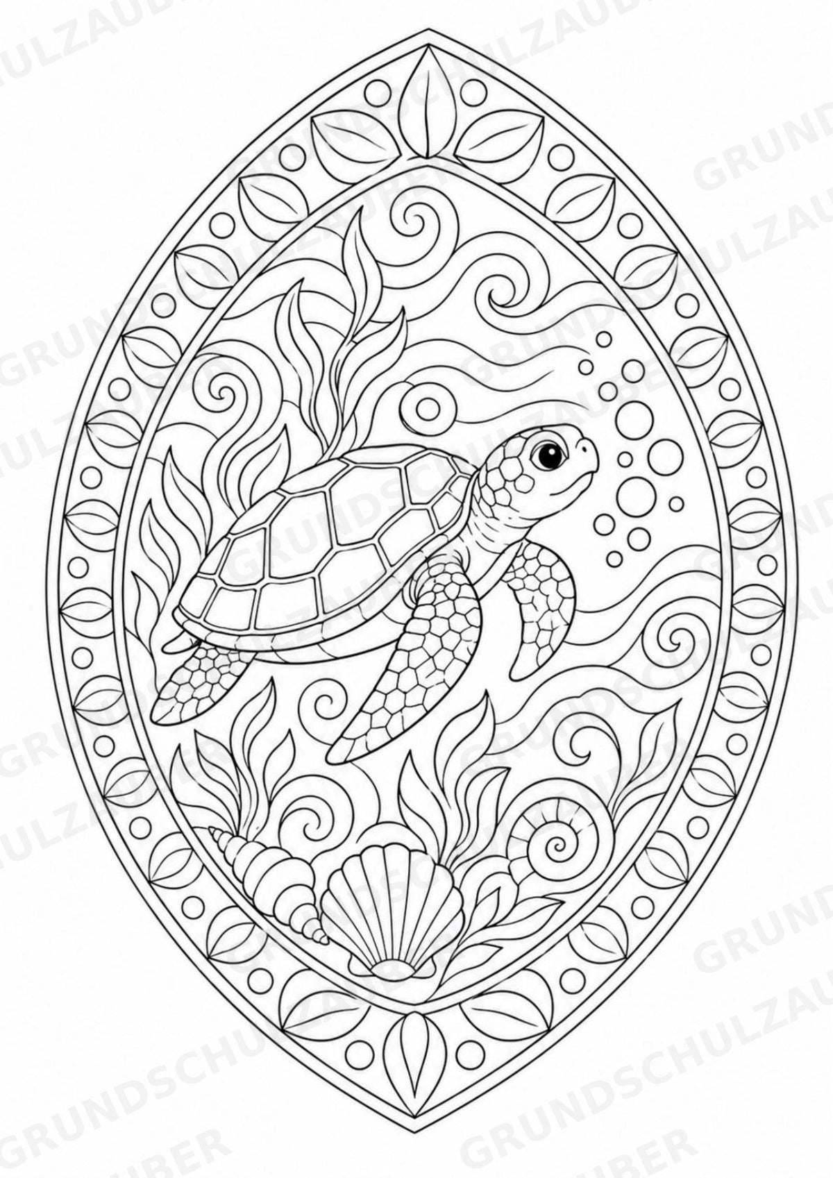 Schildkröte Mandalas Ausmalbilder – Tiere – 15 Malvorlagen – Materialseite 13