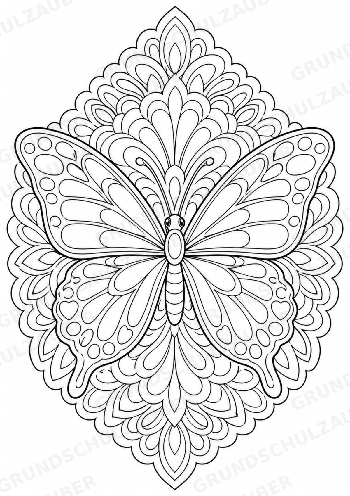 Schmetterling Mandalas Ausmalbilder – Tiere – 15 Malvorlagen – Materialseite 7