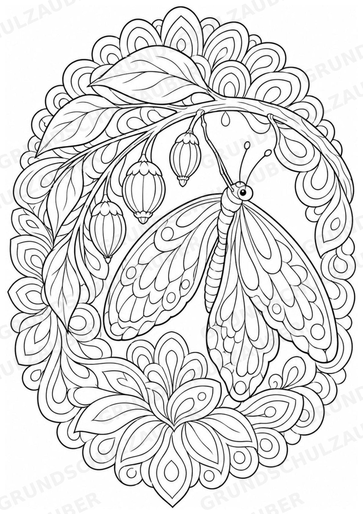 Schmetterling Mandalas Ausmalbilder – Tiere – 15 Malvorlagen – Materialseite 16
