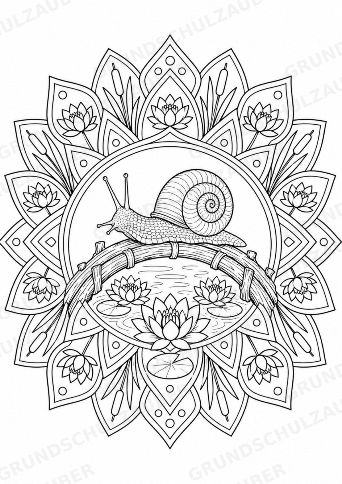Schnecke Mandalas Ausmalbilder – Tiere – 15 Malvorlagen – Materialseite 10