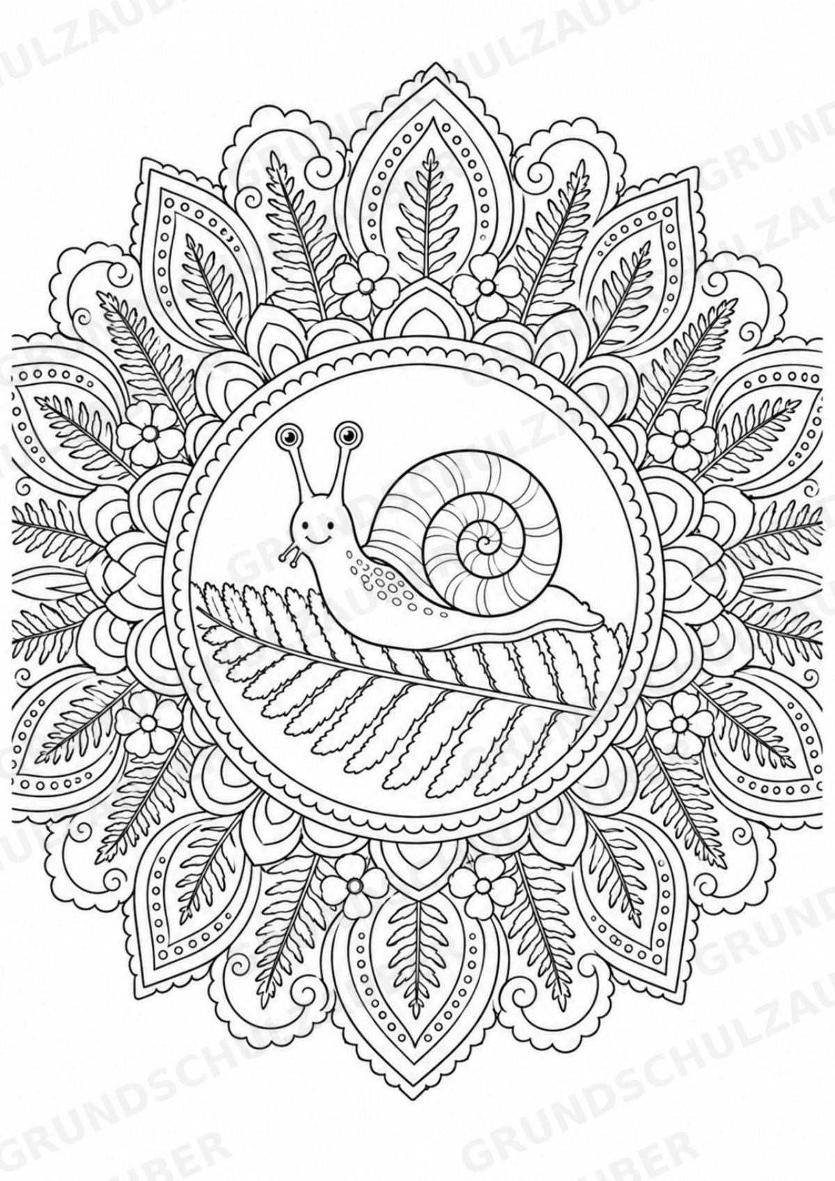 Schnecke Mandalas Ausmalbilder – Tiere – 15 Malvorlagen – Materialseite 14