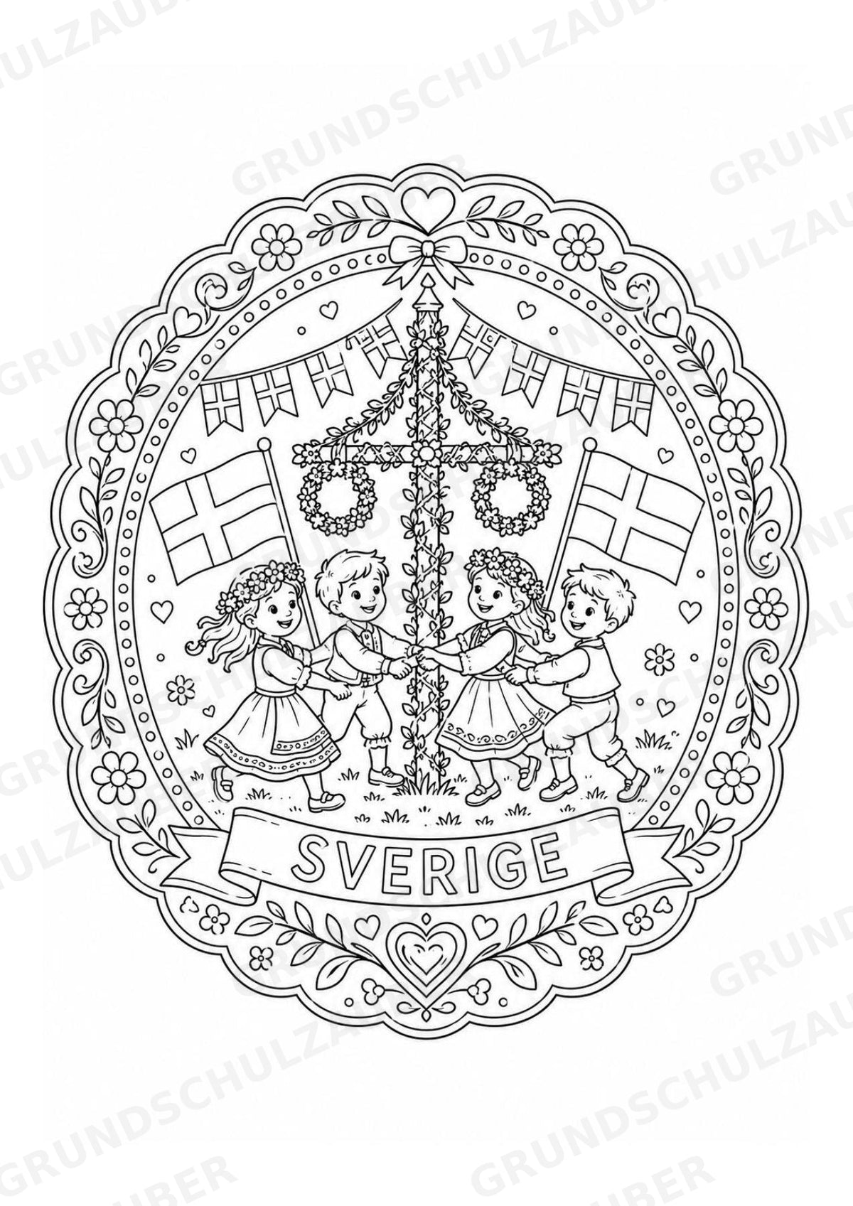 Schweden Mandalas Ausmalbilder – Länder und Kulturen – 15 Malvorlagen – Materialseite 3