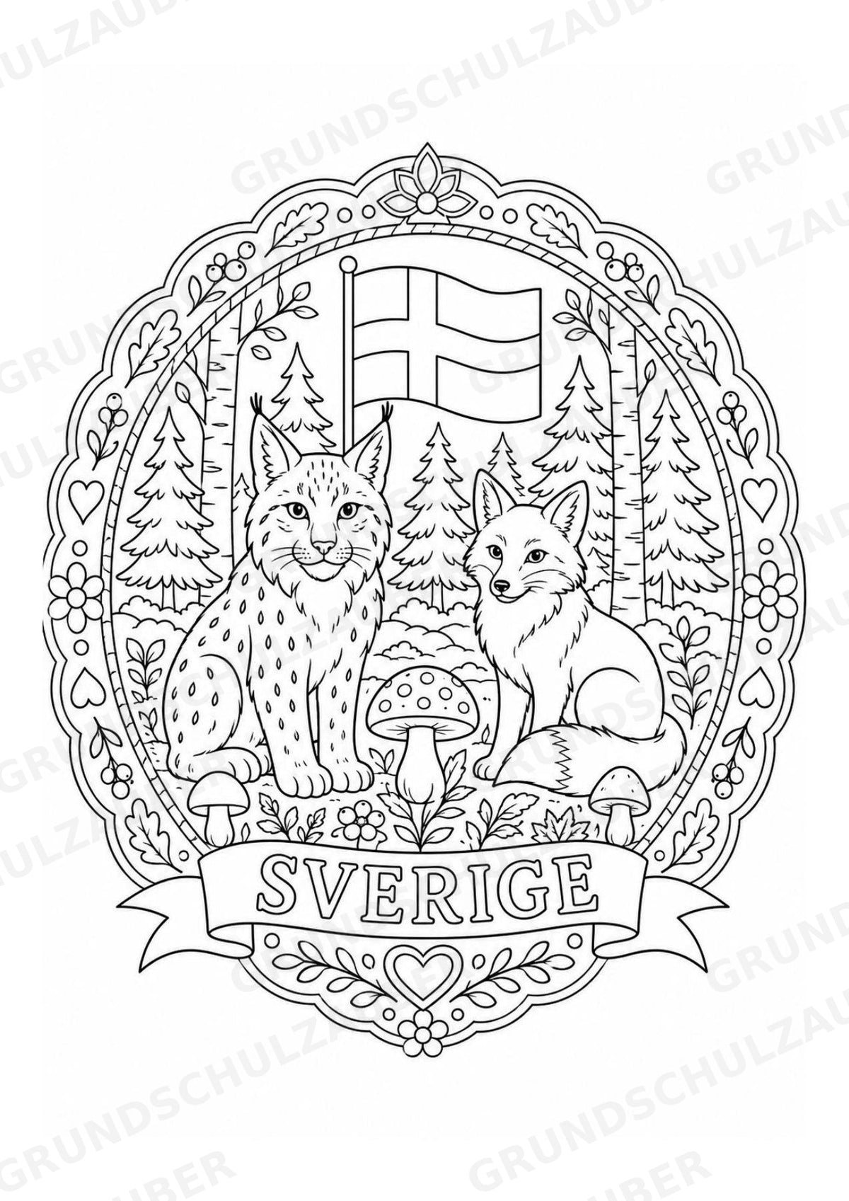 Schweden Mandalas Ausmalbilder – Länder und Kulturen – 15 Malvorlagen – Materialseite 12