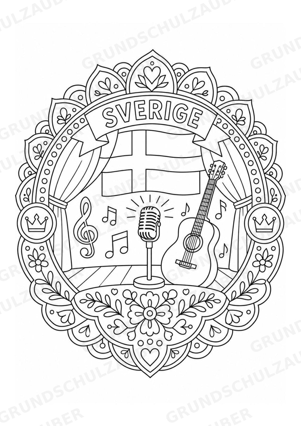 Schweden Mandalas Ausmalbilder – Länder und Kulturen – 15 Malvorlagen – Materialseite 14
